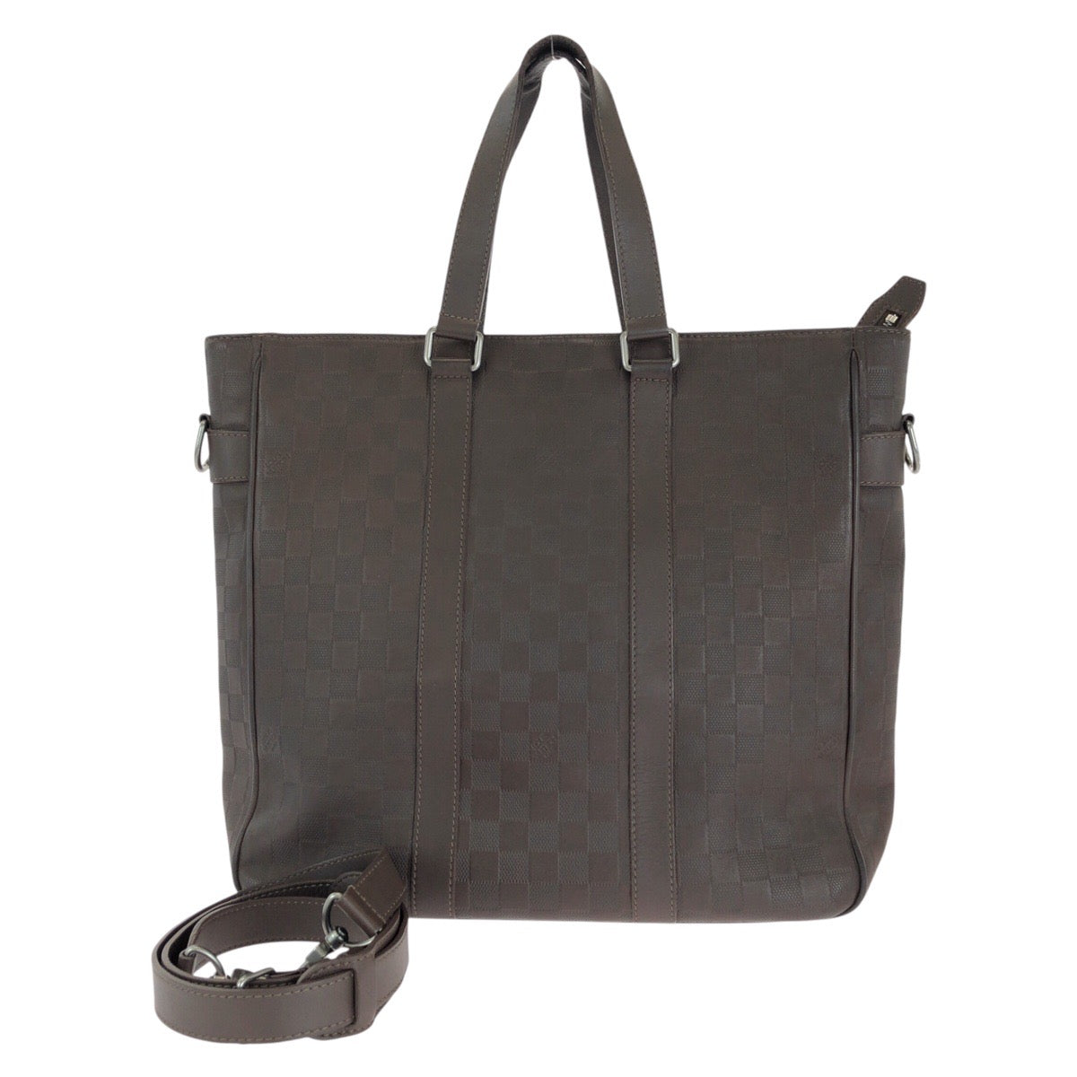 LOUIS VUITTON Business bag N41229 leather Meteor Brown Gunmetal Business Bag Tote Bag Shoulder Bag 2way Damier Anfini Neo Tadao mens Used