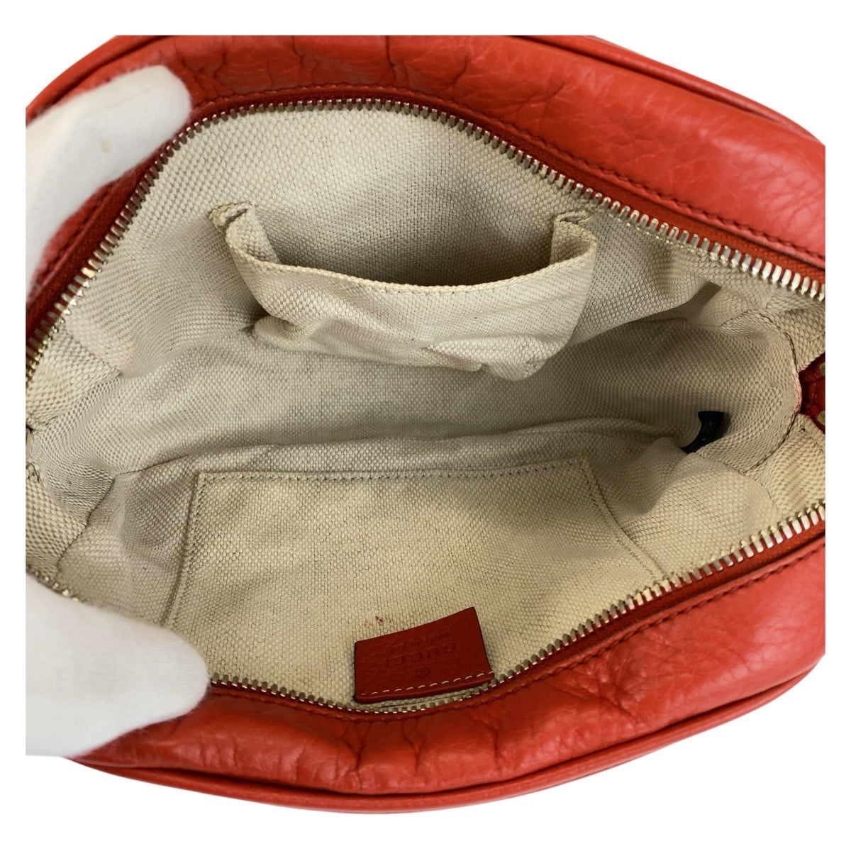 GUCCI Shoulder Bag 308364 leather Red Gold Metal Crossbody Shoulder Bag Pochette Soho Interlocking Women Used