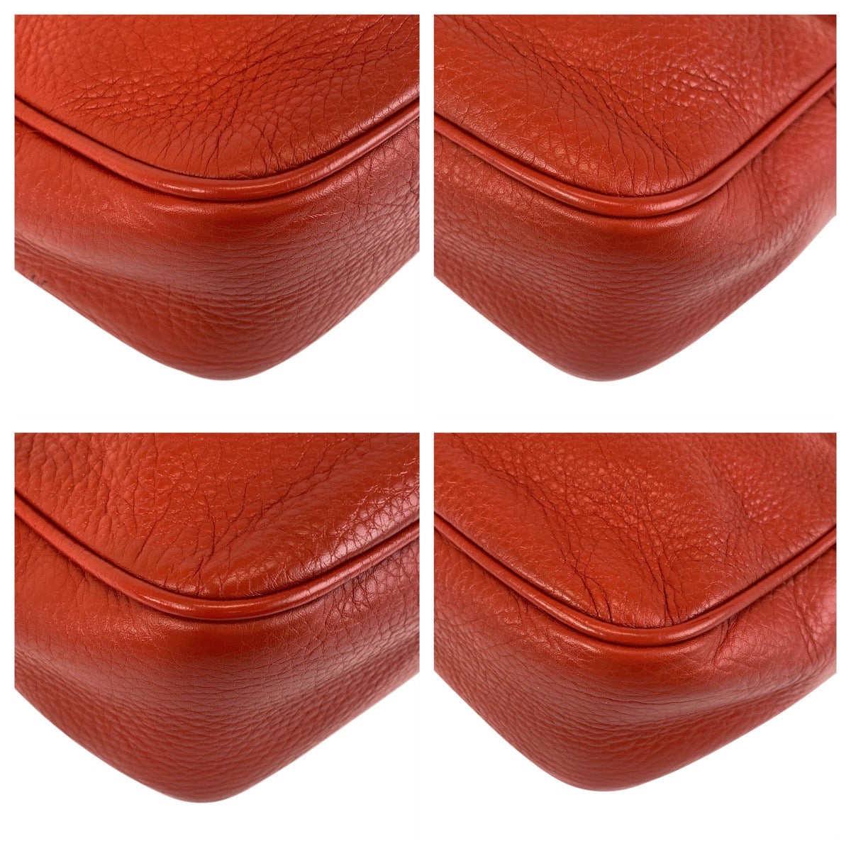 GUCCI Shoulder Bag 308364 leather Red Gold Metal Crossbody Shoulder Bag Pochette Soho Interlocking Women Used