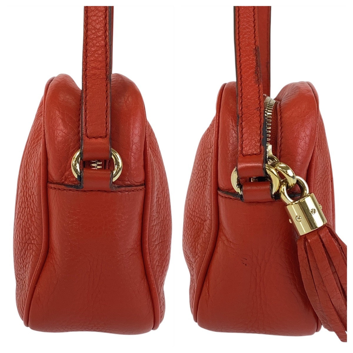 GUCCI Shoulder Bag 308364 leather Red Gold Metal Crossbody Shoulder Bag Pochette Soho Interlocking Women Used