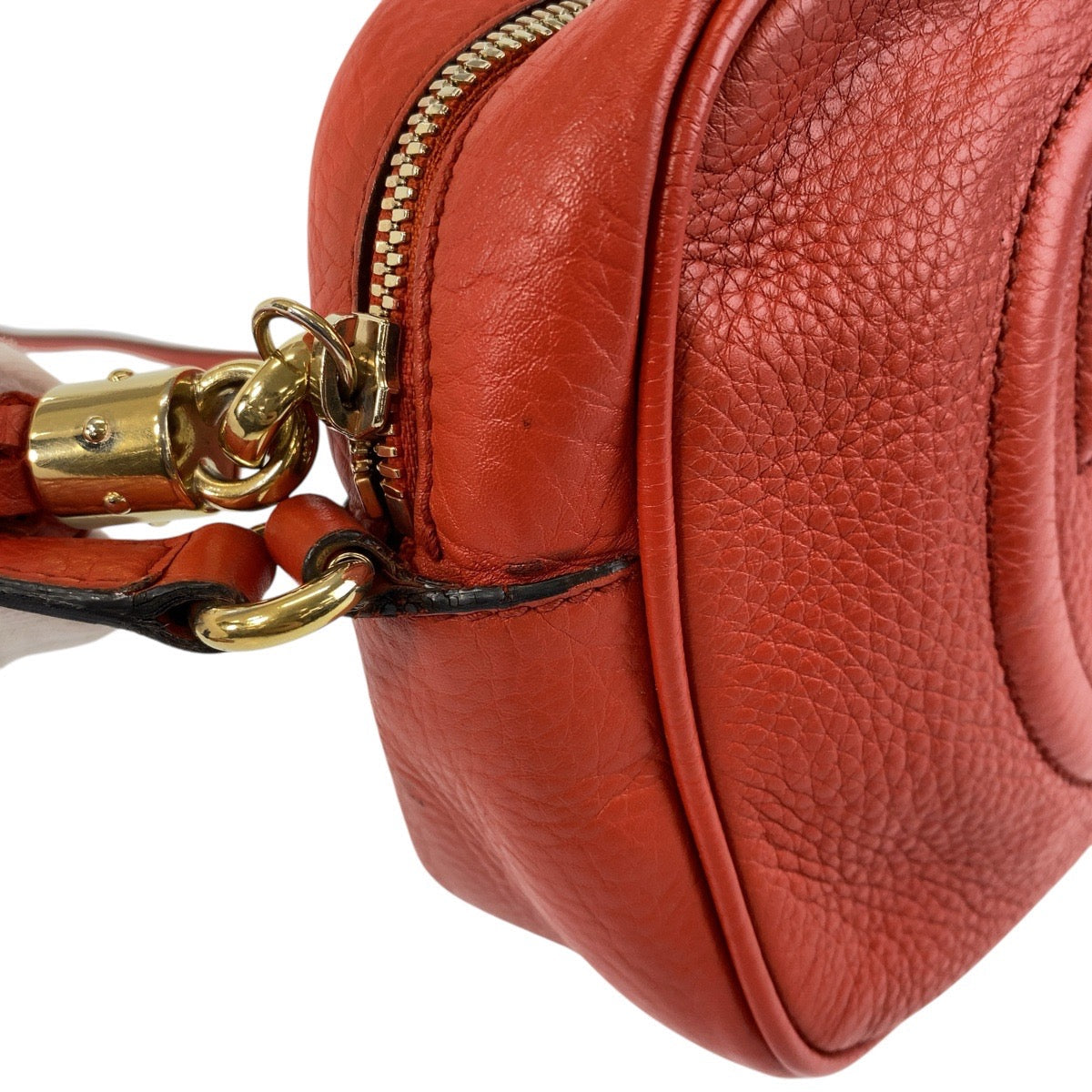 GUCCI Shoulder Bag 308364 leather Red Gold Metal Crossbody Shoulder Bag Pochette Soho Interlocking Women Used