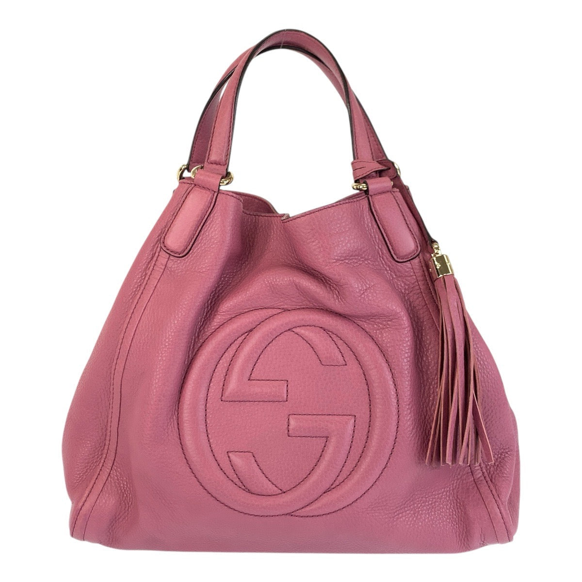 GUCCI Tote Bag 282309 leather Pink Gold Metal Tote Bag Shoulder Bag Soho Interlocking Women Used