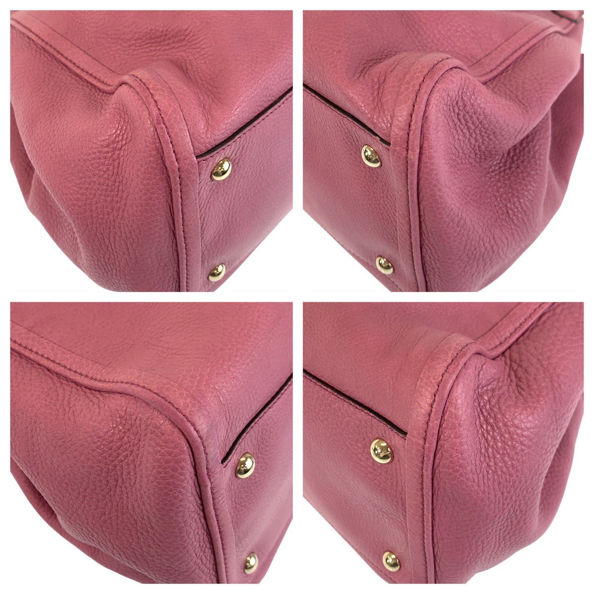 GUCCI Tote Bag 282309 leather Pink Gold Metal Tote Bag Shoulder Bag Soho Interlocking Women Used