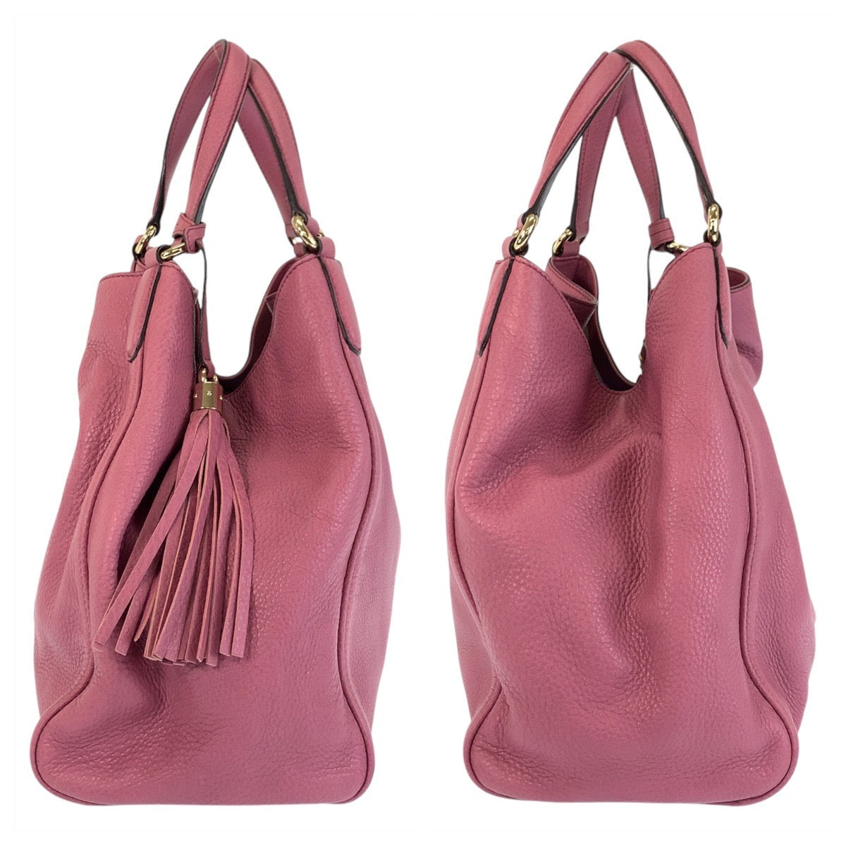 GUCCI Tote Bag 282309 leather Pink Gold Metal Tote Bag Shoulder Bag Soho Interlocking Women Used