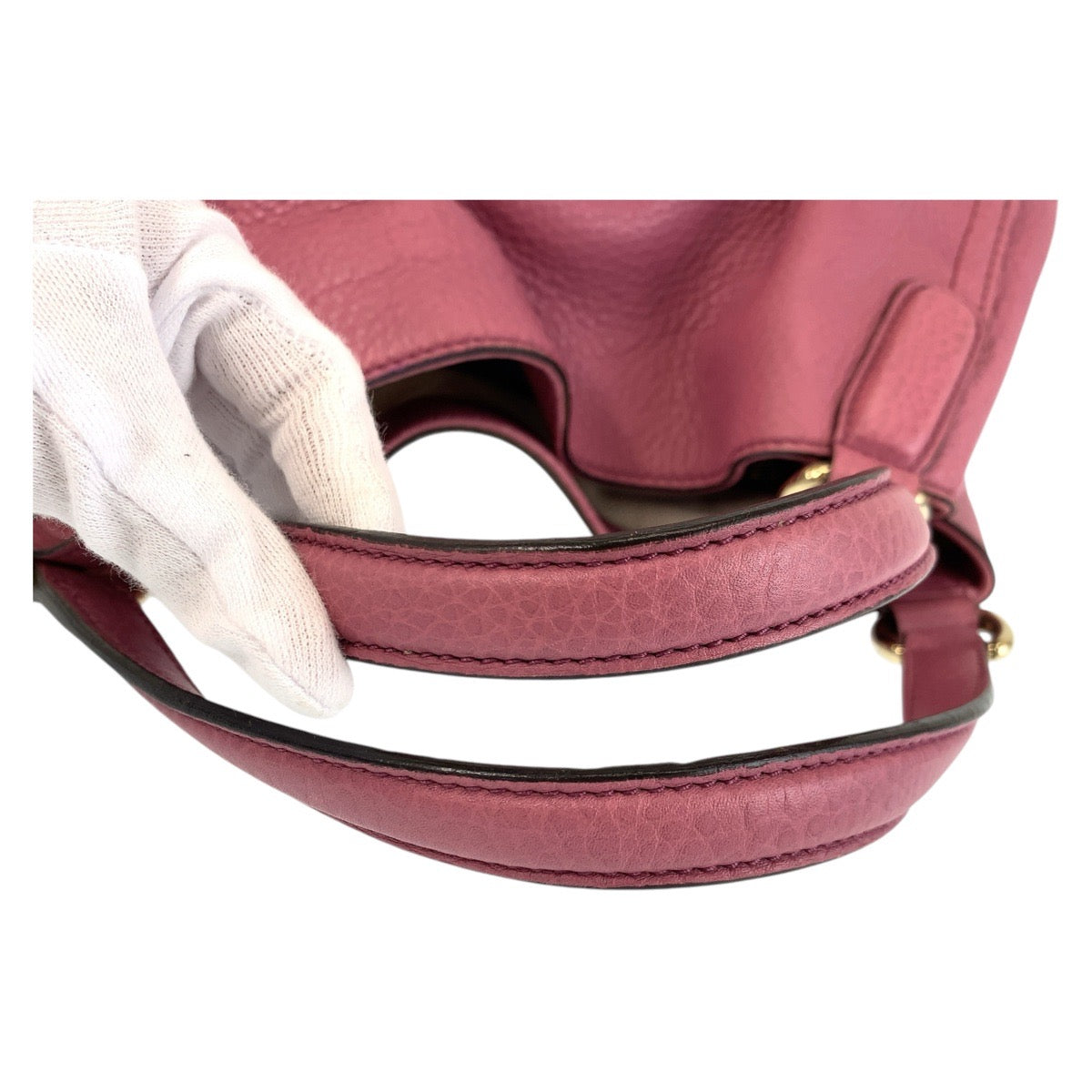 GUCCI Tote Bag 282309 leather Pink Gold Metal Tote Bag Shoulder Bag Soho Interlocking Women Used