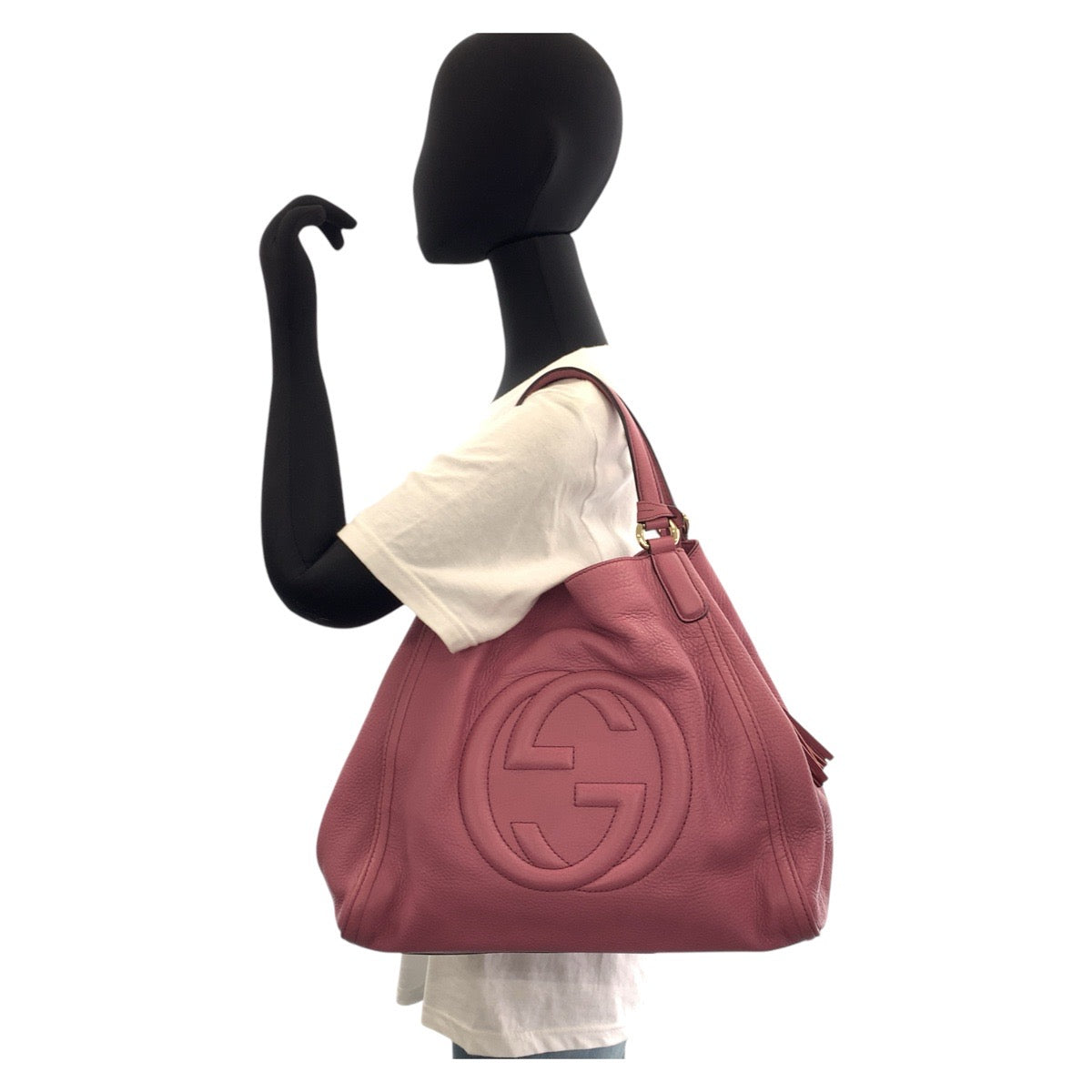 GUCCI Tote Bag 282309 leather Pink Gold Metal Tote Bag Shoulder Bag Soho Interlocking Women Used