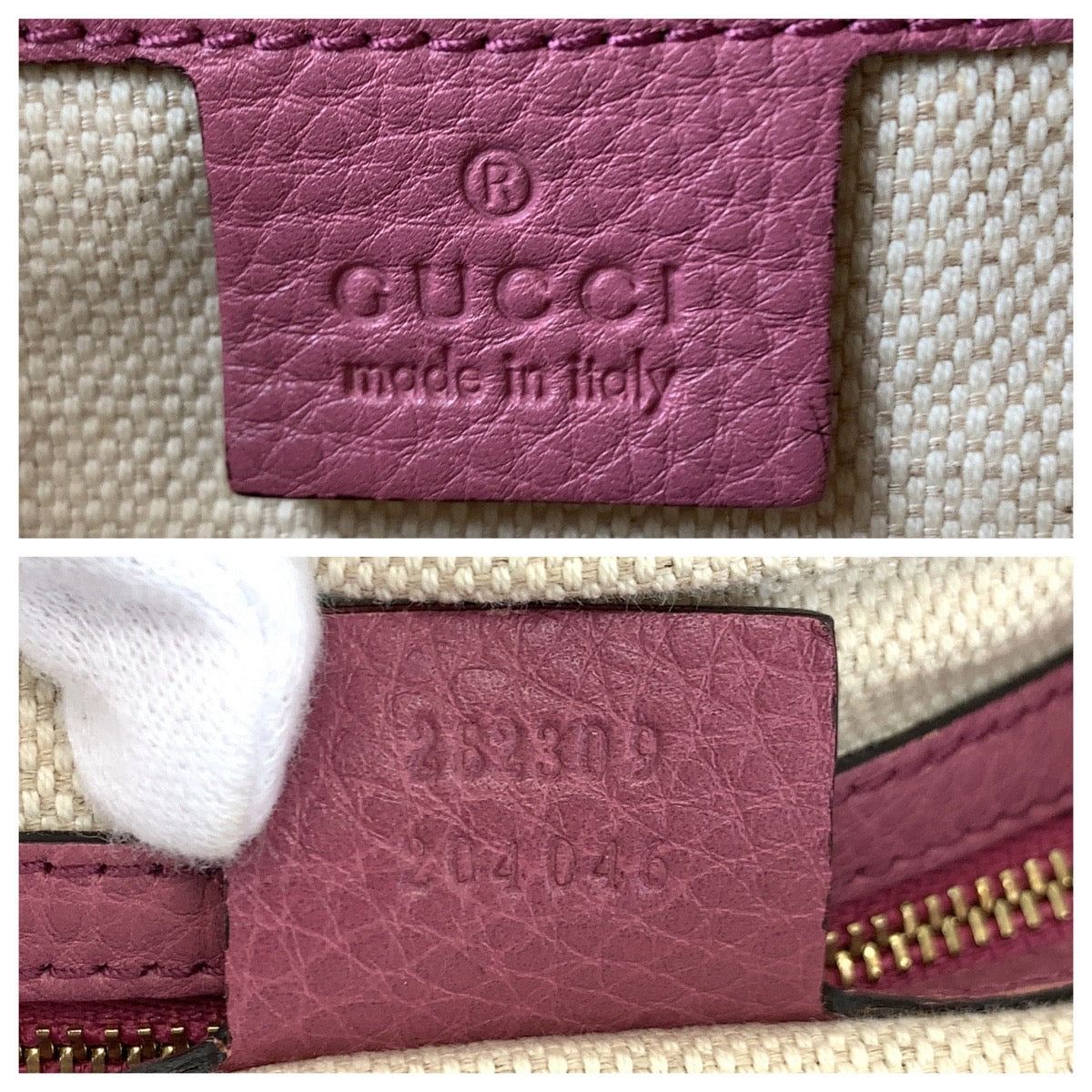 GUCCI Tote Bag 282309 leather Pink Gold Metal Tote Bag Shoulder Bag Soho Interlocking Women Used