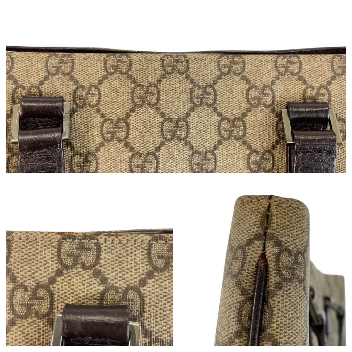 GUCCI Tote Bag 131258 GG Supreme canvas, leather Beige brown Tote Bag Women Used