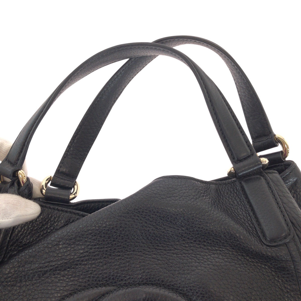 GUCCI Tote Bag 282309 leather Black GoldMetal Tote Bag Shoulder Bag Interlocking Tassels Soho Women Used