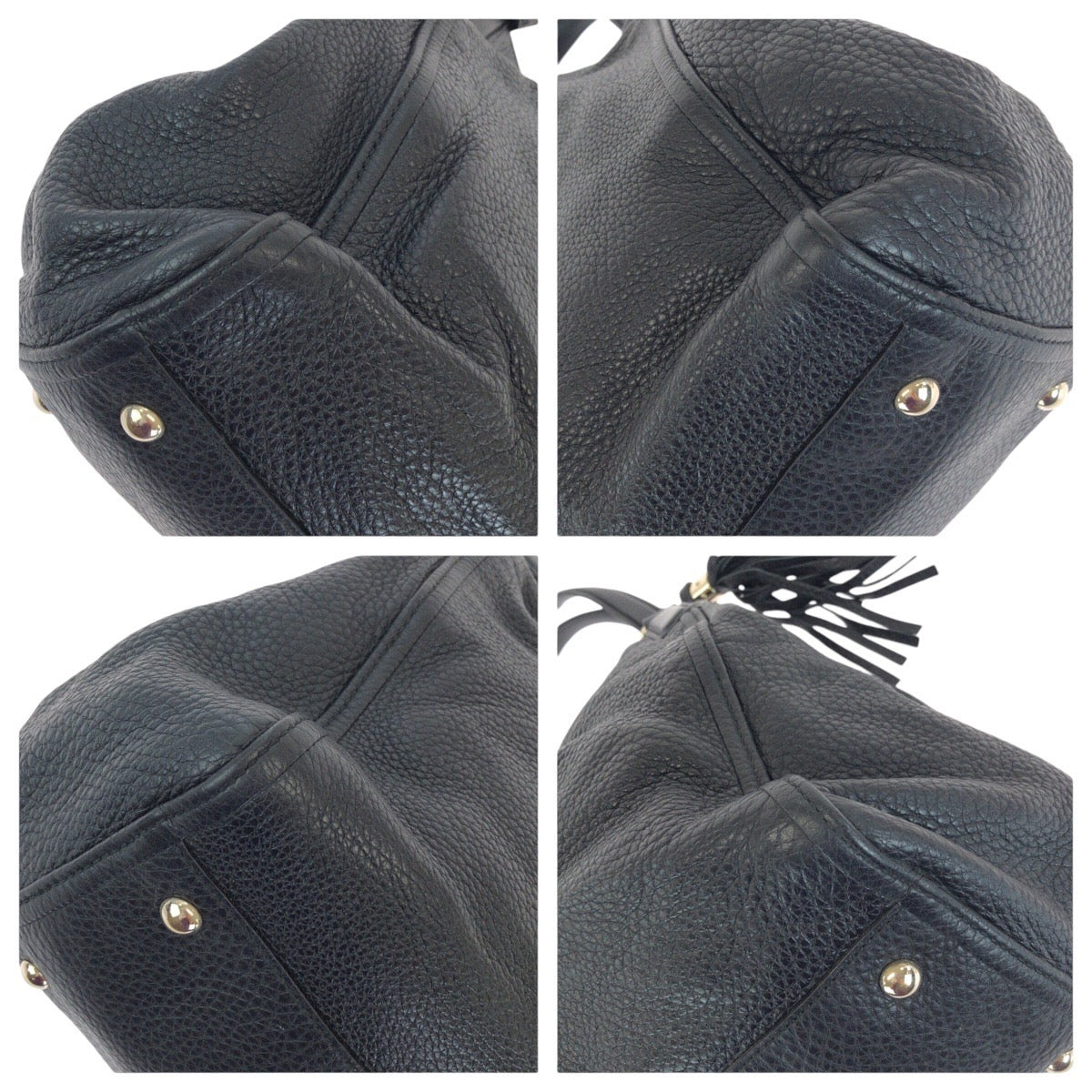 GUCCI Tote Bag 282309 leather Black GoldMetal Tote Bag Shoulder Bag Interlocking Tassels Soho Women Used