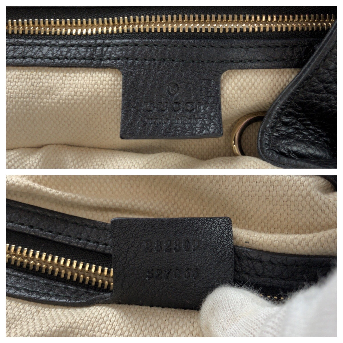 GUCCI Tote Bag 282309 leather Black GoldMetal Tote Bag Shoulder Bag Interlocking Tassels Soho Women Used