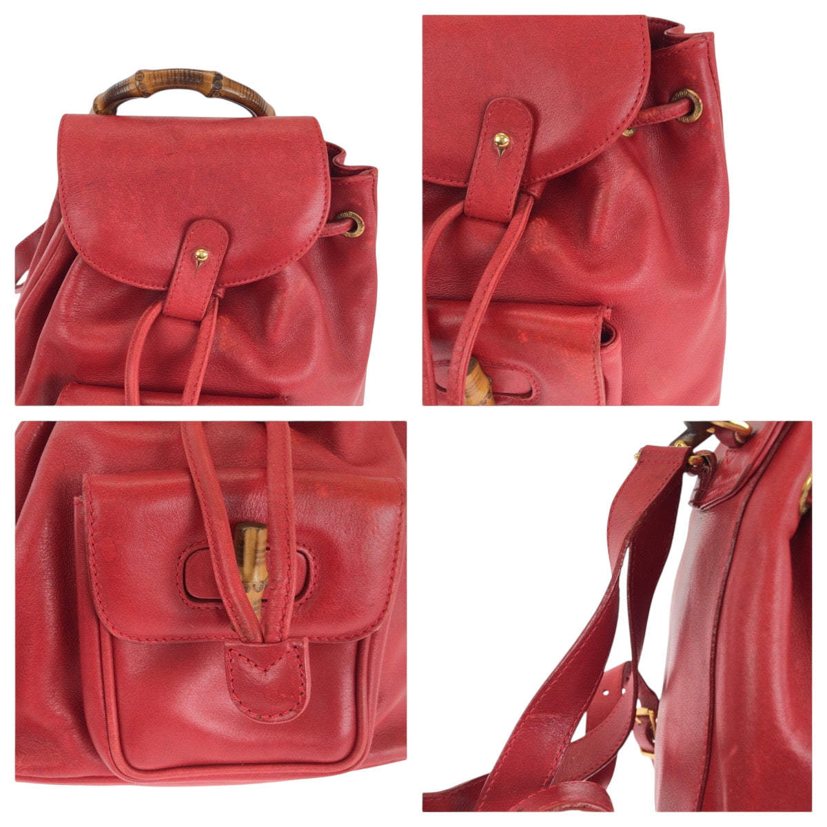 GUCCI Backpack 003 2058 0080 leather Red brown Backpack Backpack Bamboo Women Used