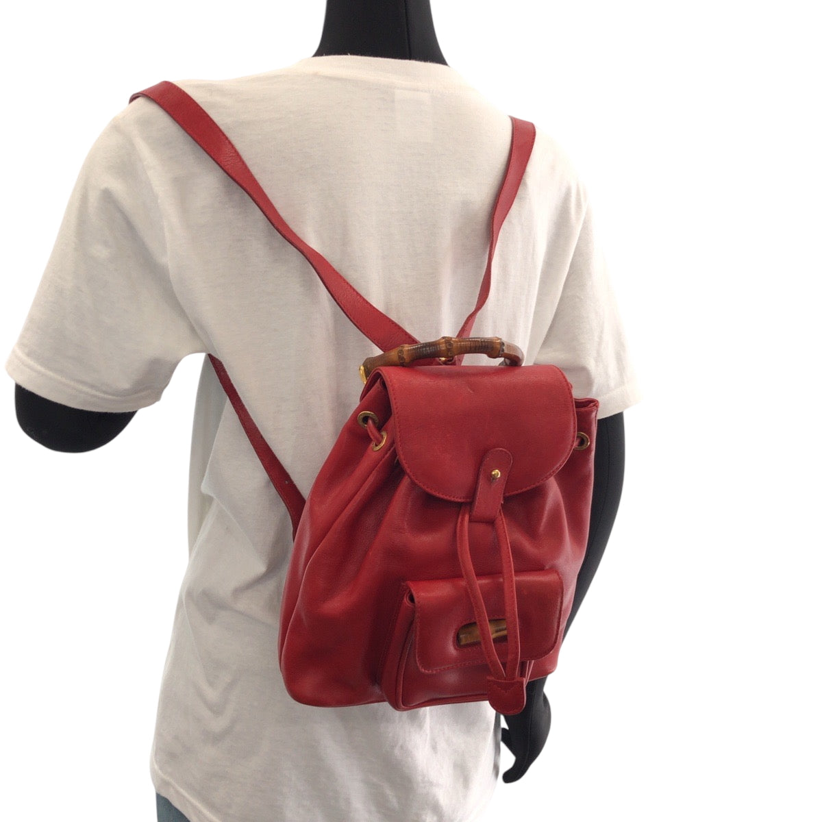 GUCCI Backpack 003 2058 0080 leather Red brown Backpack Backpack Bamboo Women Used