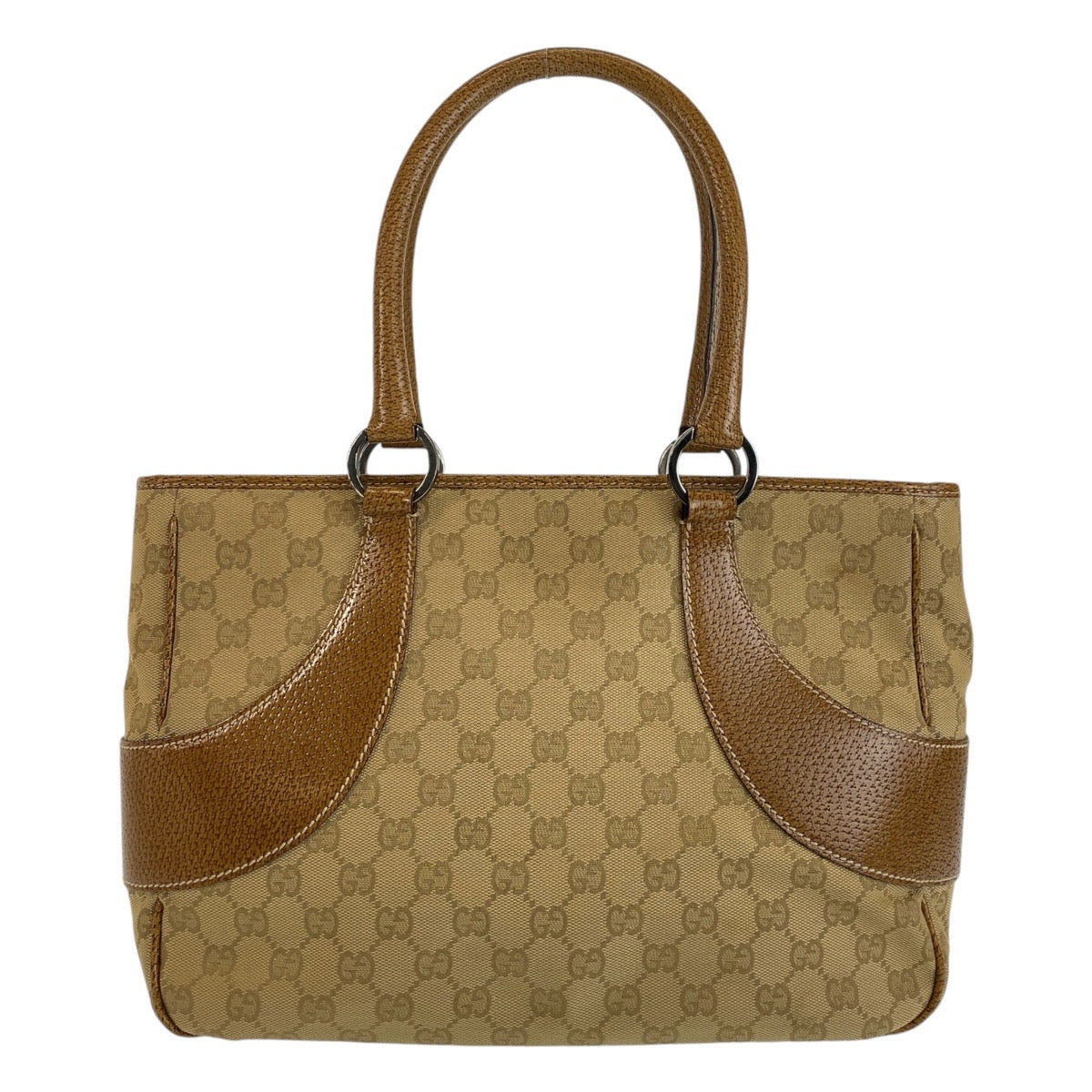GUCCI Tote Bag 113011 GG canvas, leather Beige brown Tote Bag Shoulder Bag Women Used