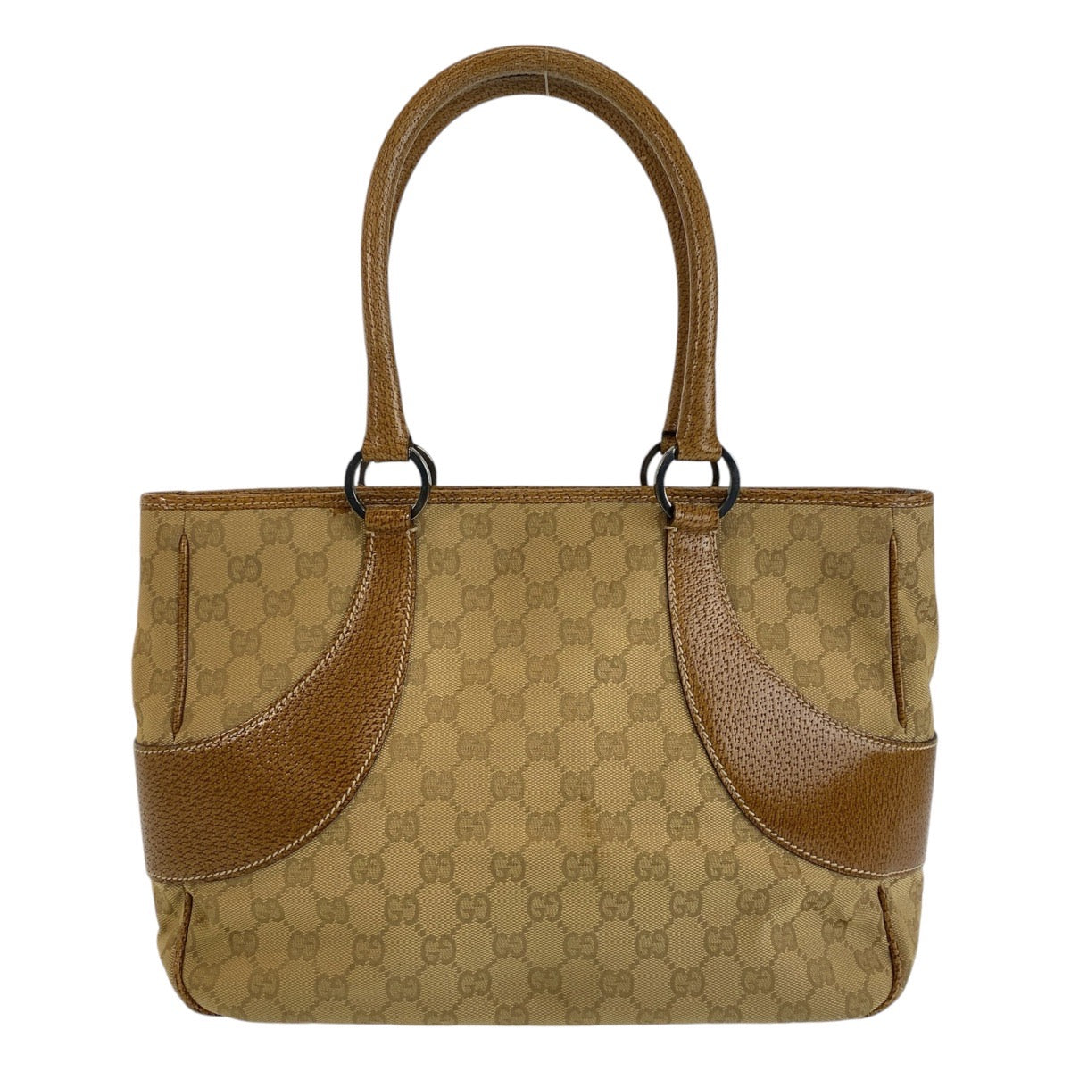 GUCCI Tote Bag 113011 GG canvas, leather Beige brown Tote Bag Shoulder Bag Women Used