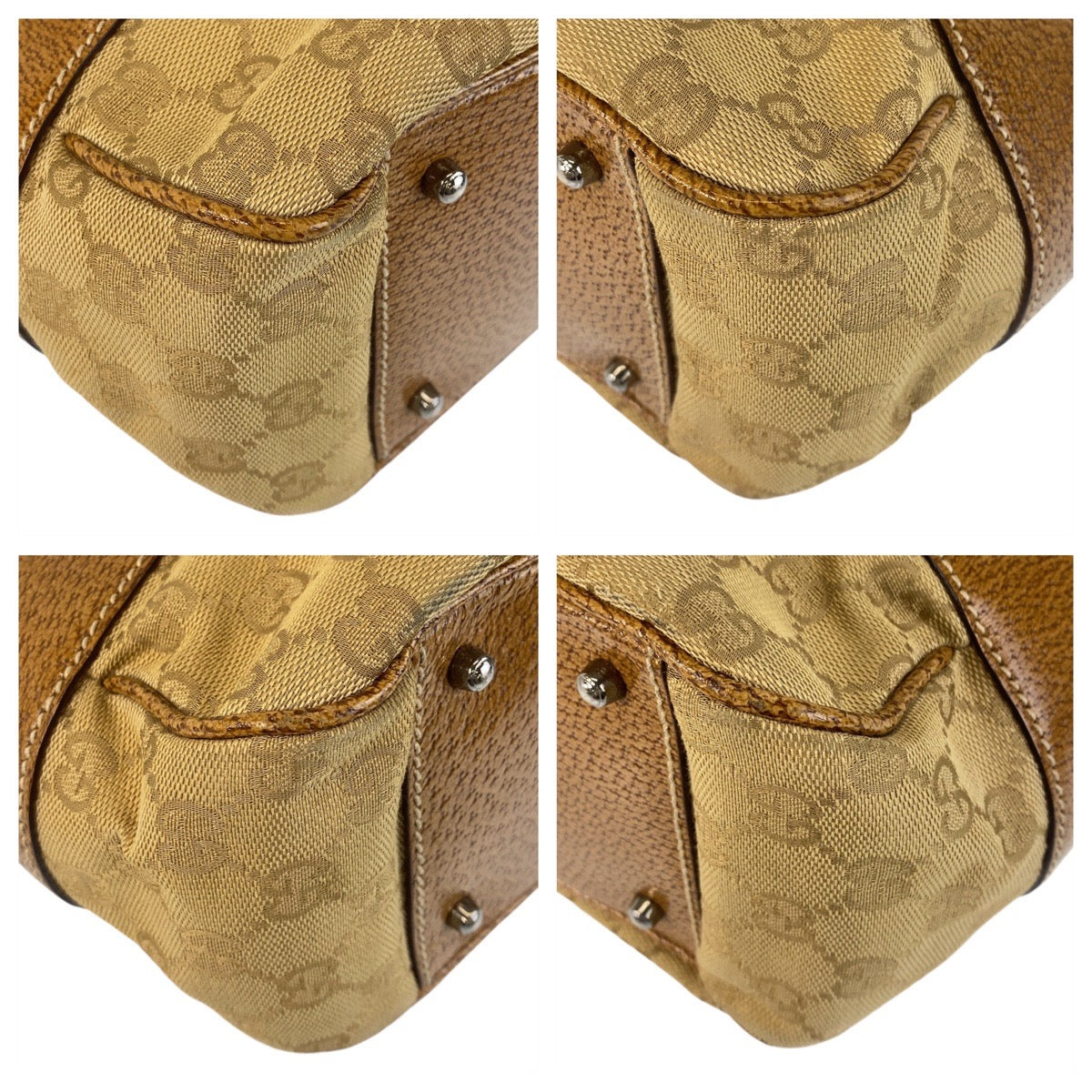 GUCCI Tote Bag 113011 GG canvas, leather Beige brown Tote Bag Shoulder Bag Women Used
