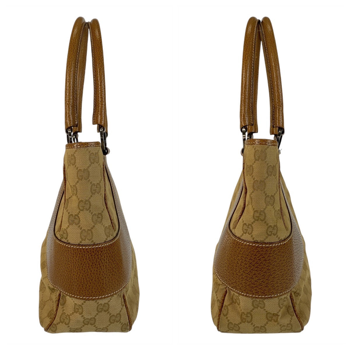 GUCCI Tote Bag 113011 GG canvas, leather Beige brown Tote Bag Shoulder Bag Women Used