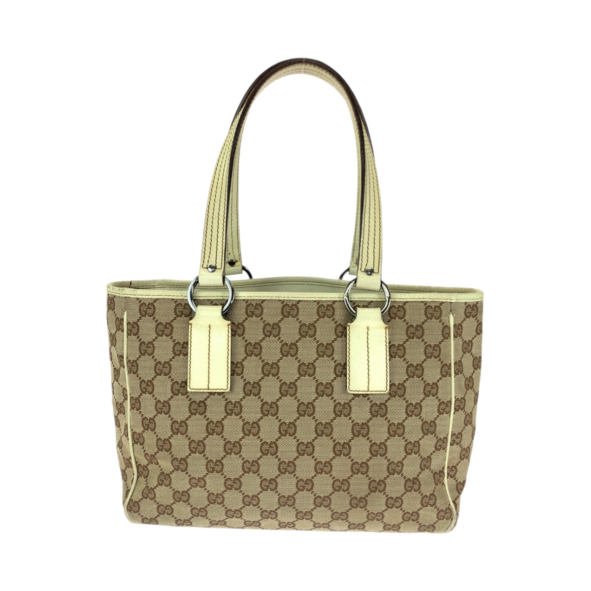 GUCCI Tote Bag 113019 GG canvas Brown Beige SilverMetal Tote Bag Shoulder Bag Women Used