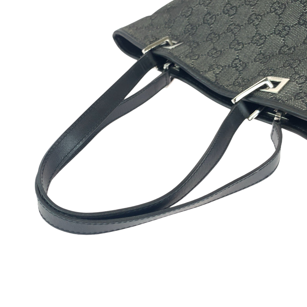 GUCCI Tote Bag 31244 GG canvas Black SilverMetal Tote Bag handbag Women Used
