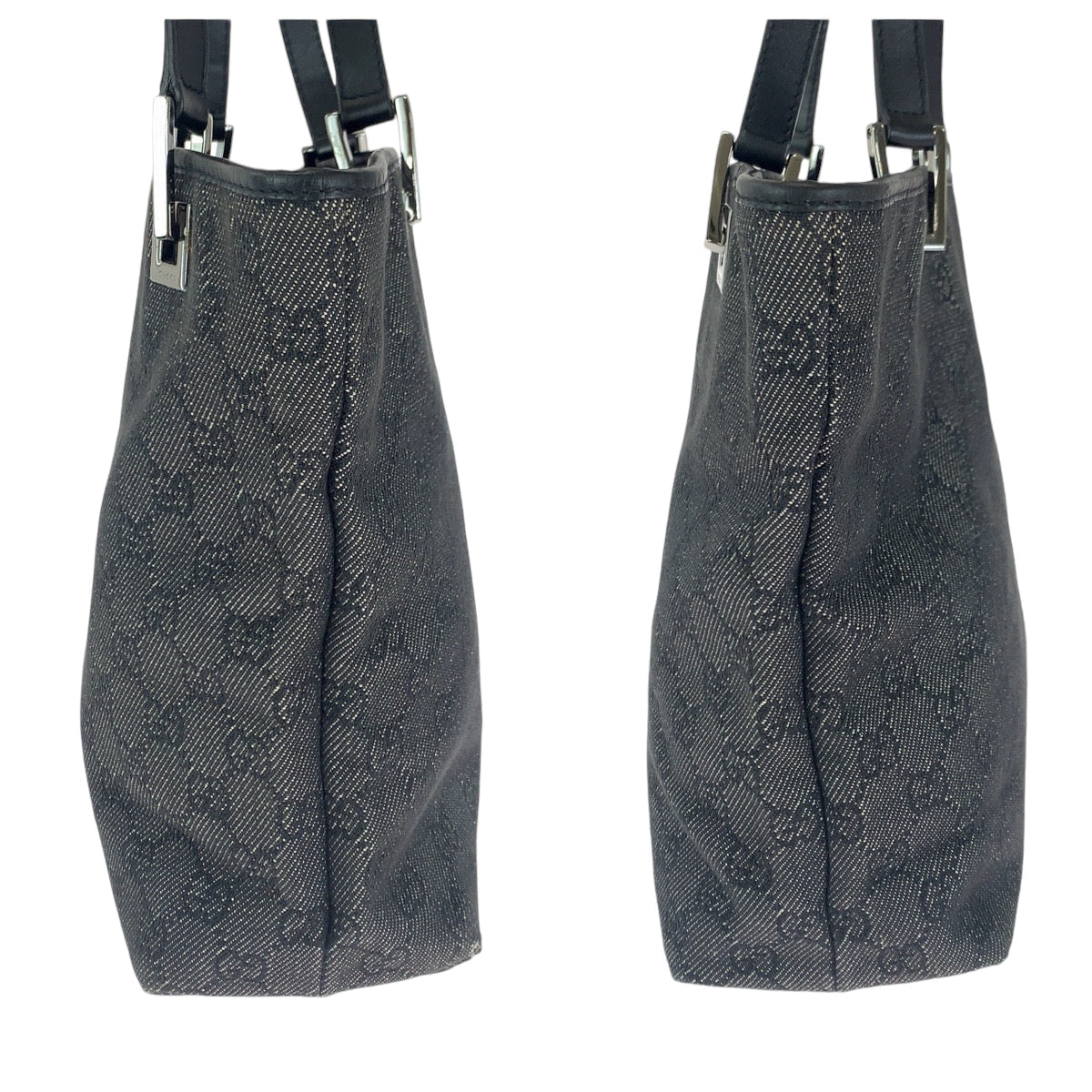 GUCCI Tote Bag 31244 GG canvas Black SilverMetal Tote Bag handbag Women Used