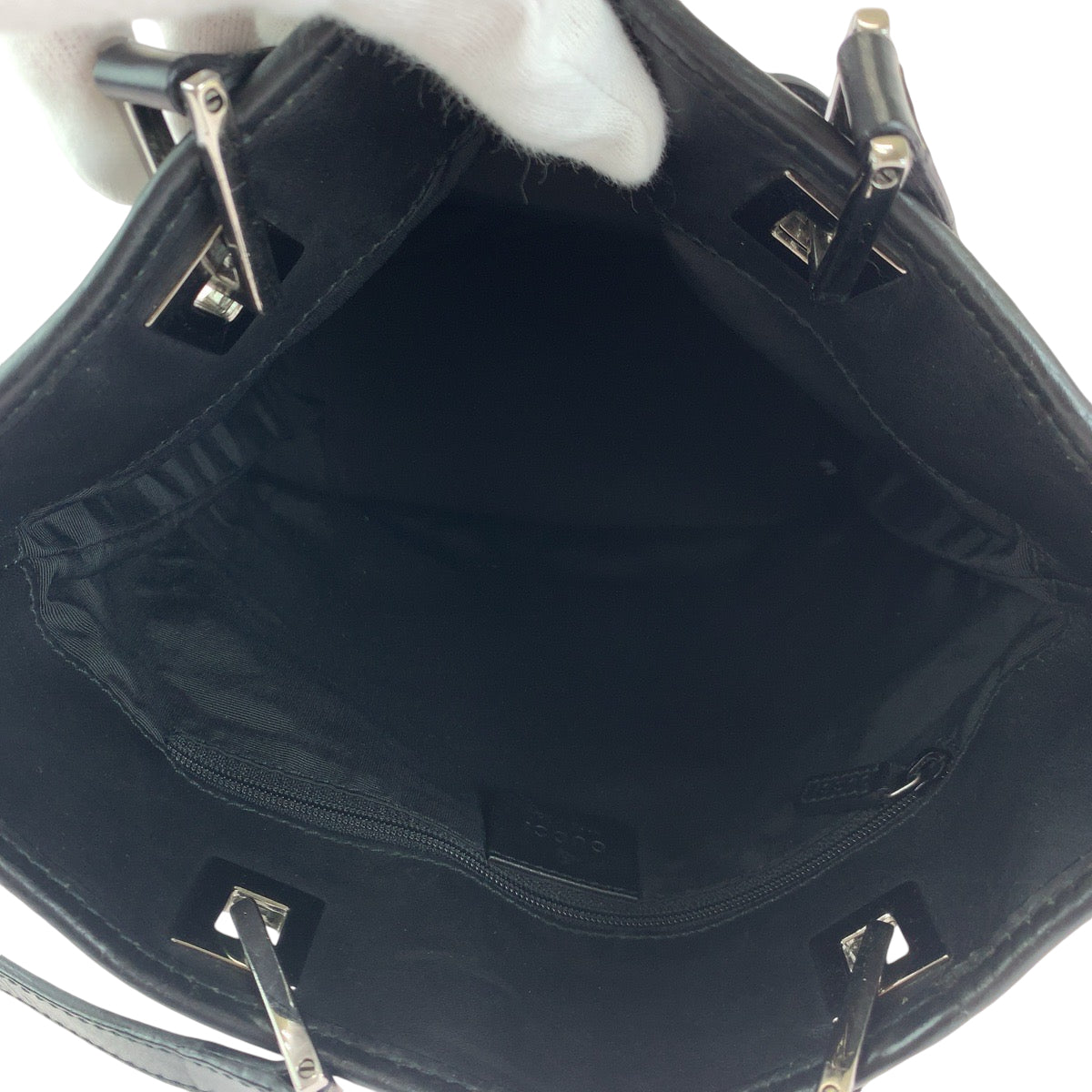 GUCCI Tote Bag 31244 GG canvas Black SilverMetal Tote Bag handbag Women Used
