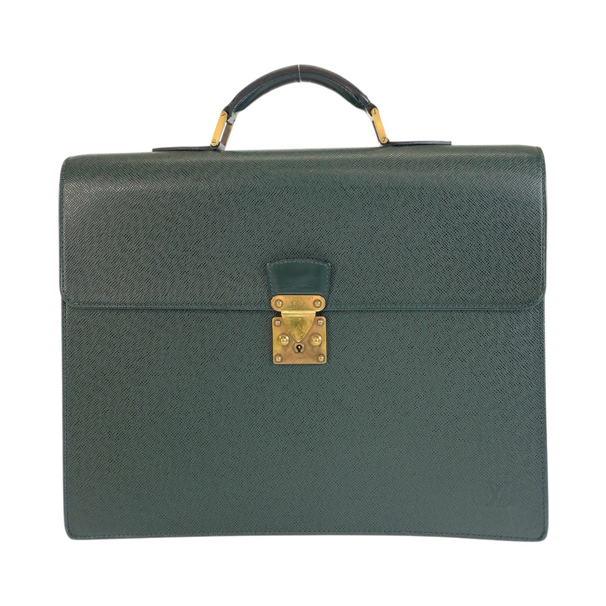 LOUIS VUITTON Business bag M30034 leather Episea Dark Green Gold Metal Business bag briefcase Taiga Moscova mens Used