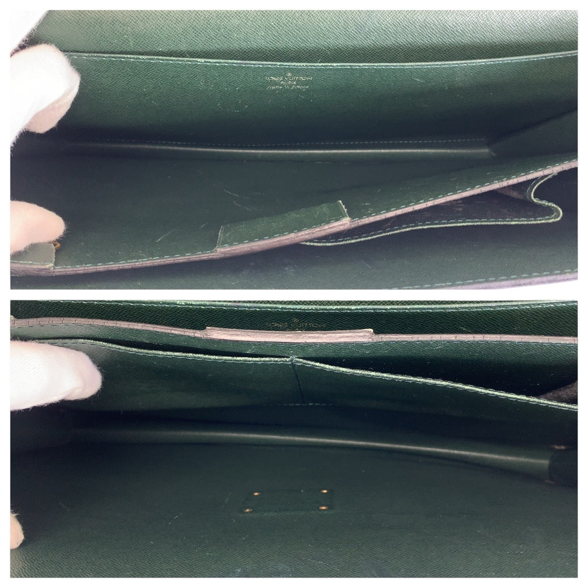 LOUIS VUITTON Business bag M30034 leather Episea Dark Green Gold Metal Business bag briefcase Taiga Moscova mens Used