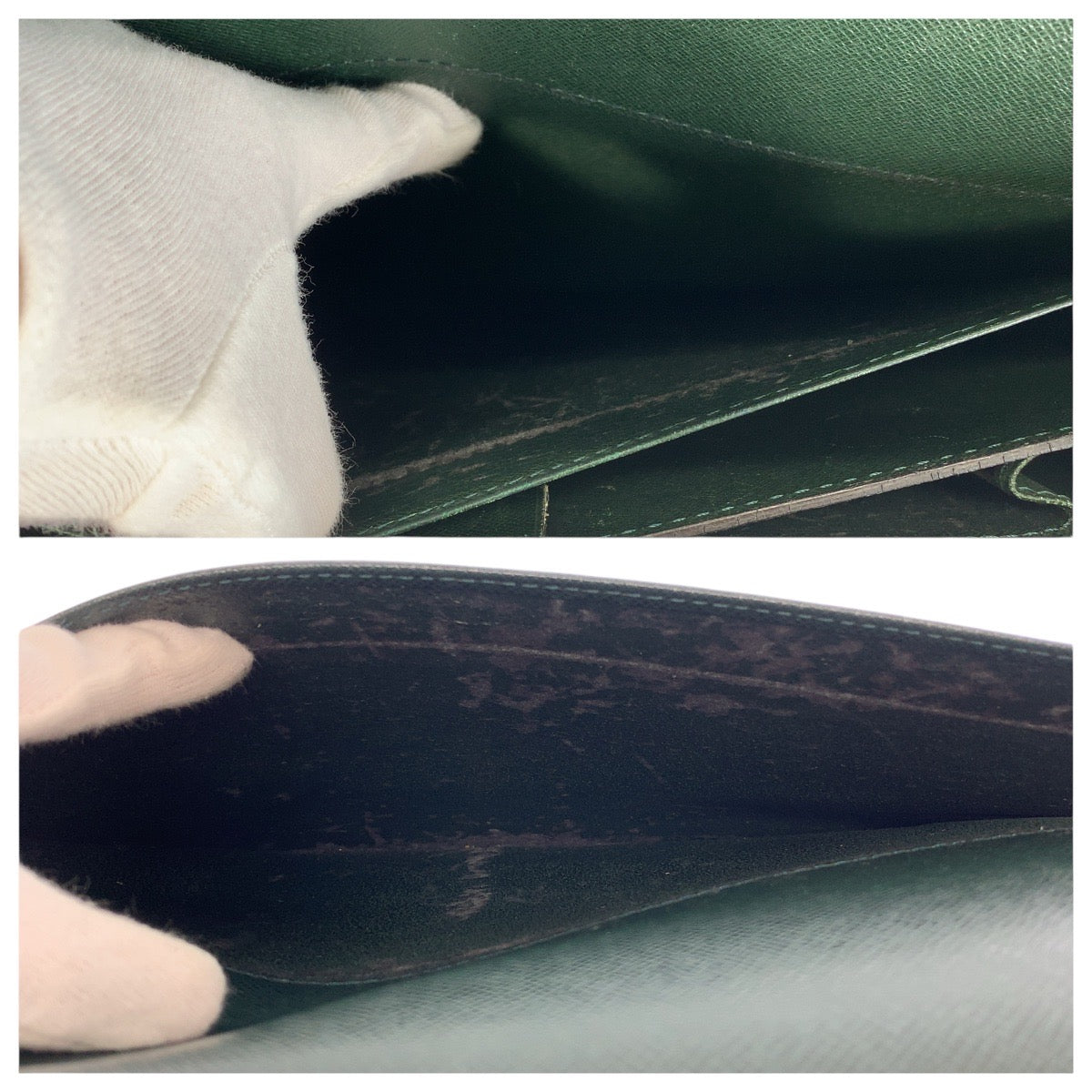 LOUIS VUITTON Business bag M30034 leather Episea Dark Green Gold Metal Business bag briefcase Taiga Moscova mens Used