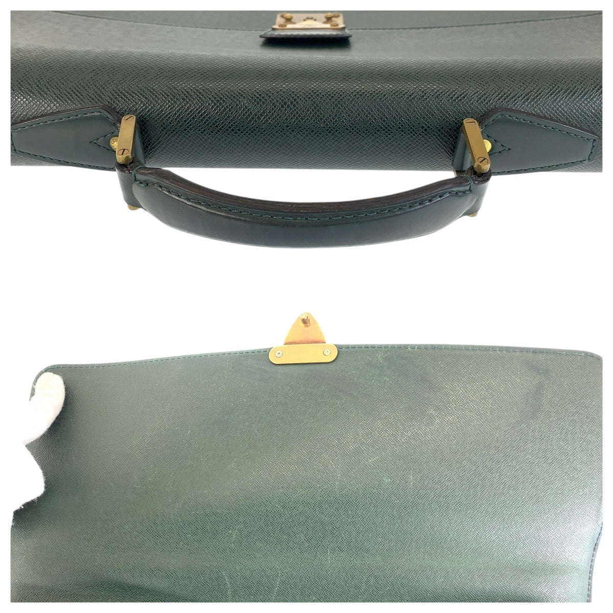 LOUIS VUITTON Business bag M30034 leather Episea Dark Green Gold Metal Business bag briefcase Taiga Moscova mens Used
