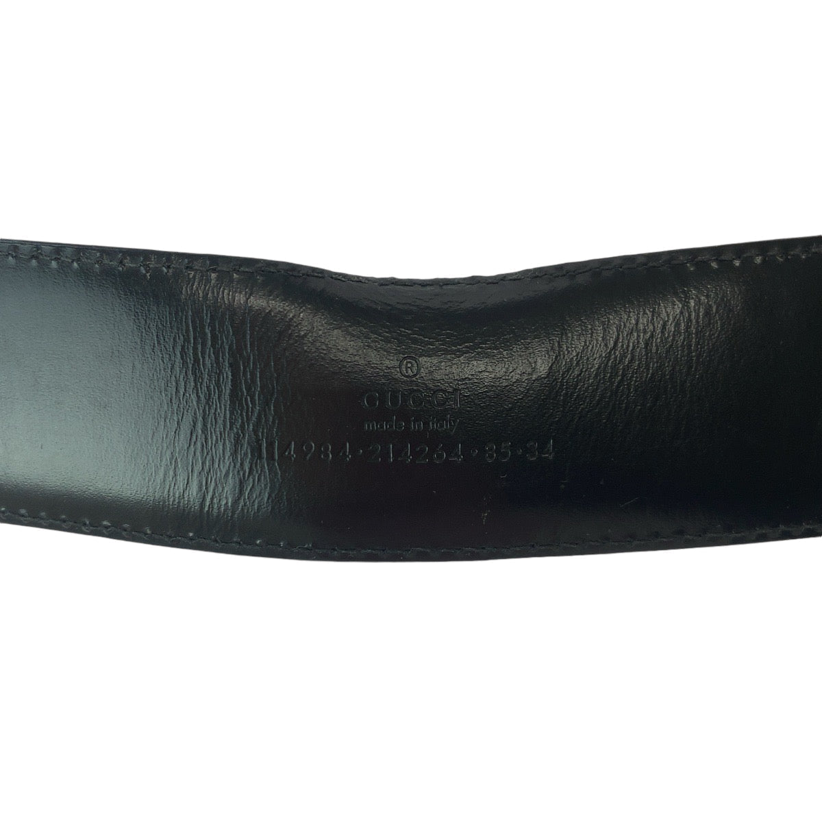 GUCCI belt 114984 leather black Belt buckle Gucci Shima interlocking mens 34 Used