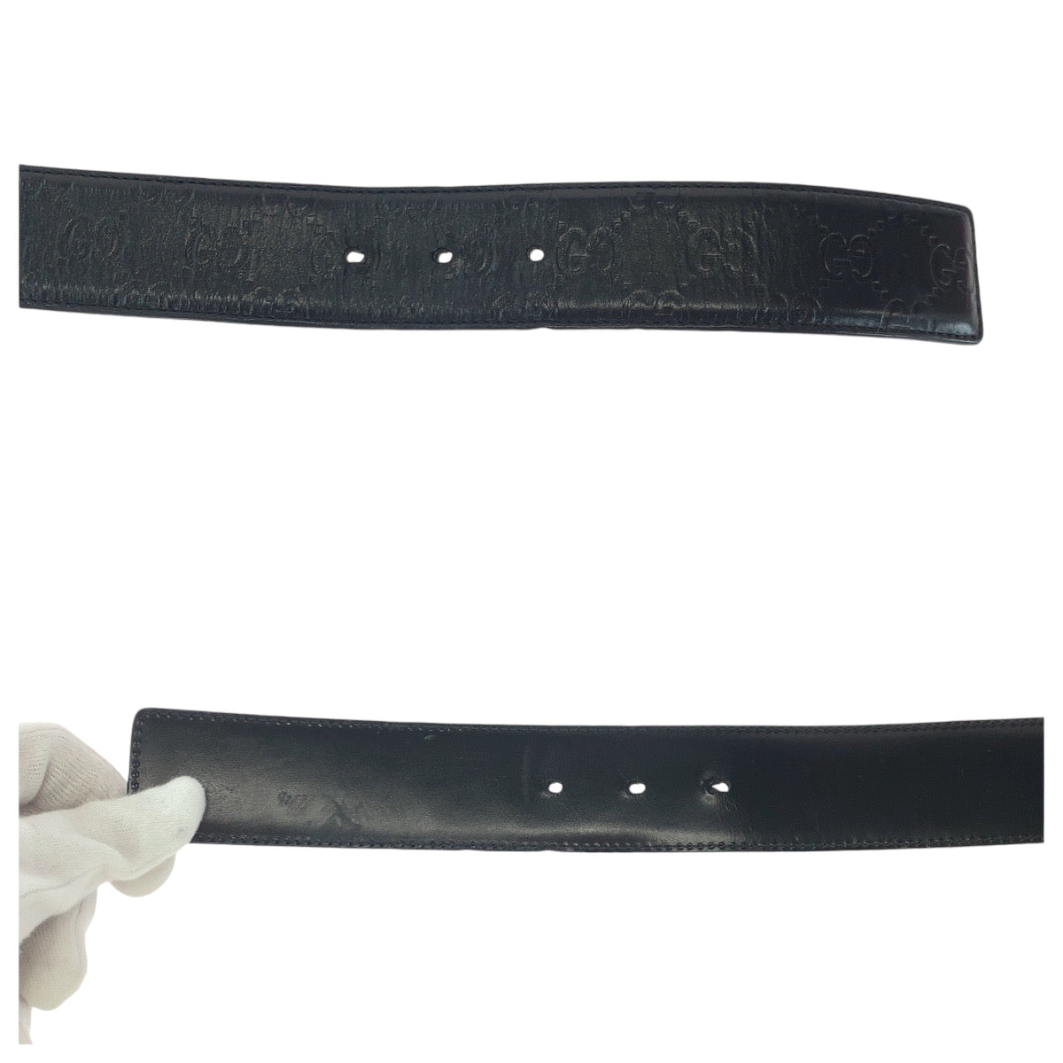 GUCCI belt 114984 leather black Belt buckle Gucci Shima interlocking mens 34 Used