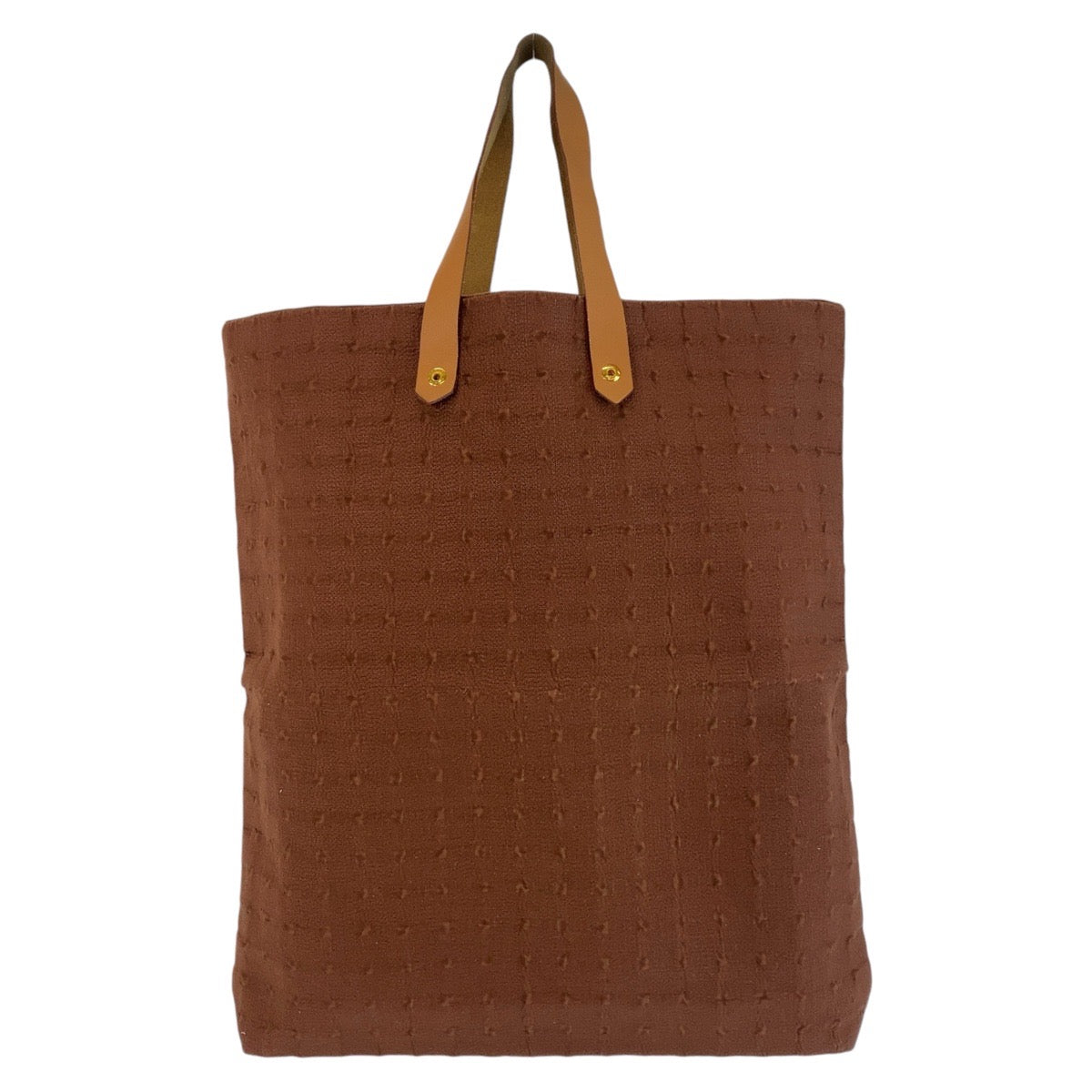 HERMES Tote Bag Canvas, Leather Brown Gold Metal Tote Bag Amedaba Women Used