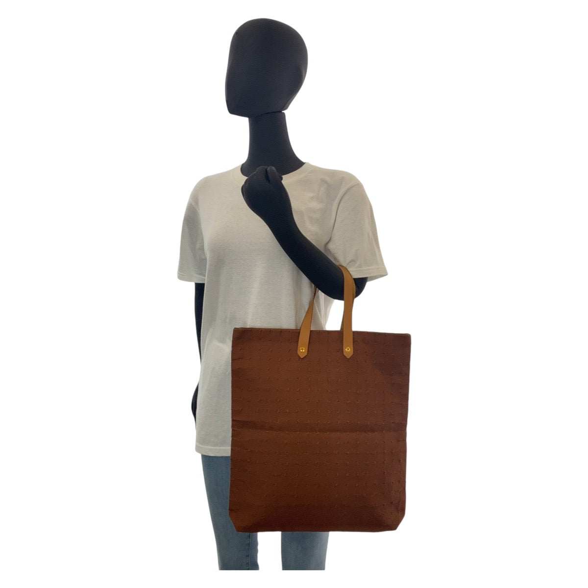 HERMES Tote Bag Canvas, Leather Brown Gold Metal Tote Bag Amedaba Women Used