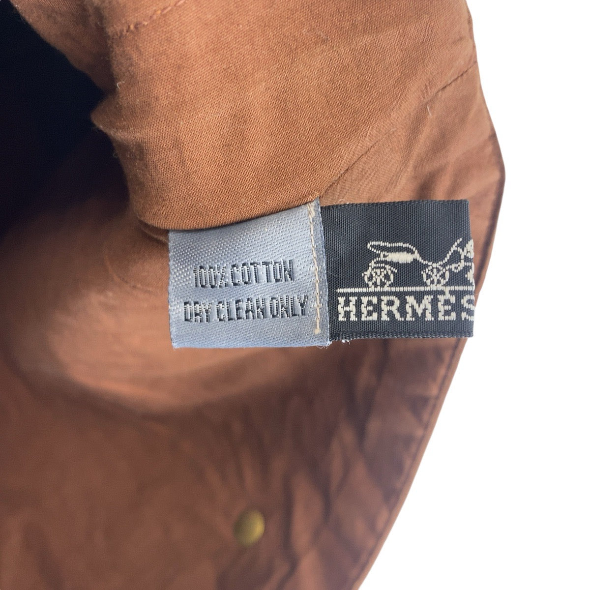 HERMES Tote Bag Canvas, Leather Brown Gold Metal Tote Bag Amedaba Women Used