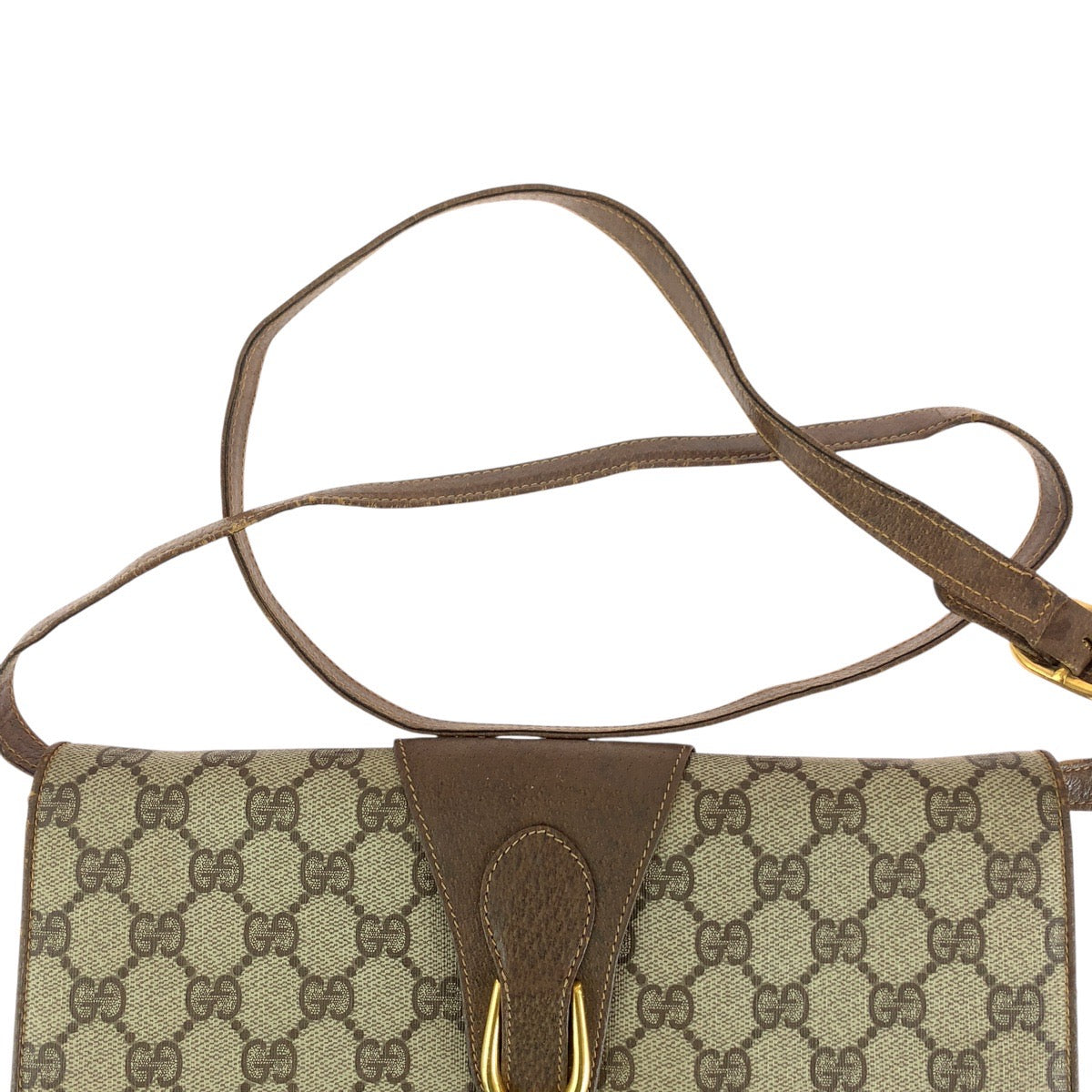 GUCCI Shoulder Bag 94 02 050 GG Supreme canvas, leather Brown Gold Metal Shoulder Bag pochette Old Gucci Women Used