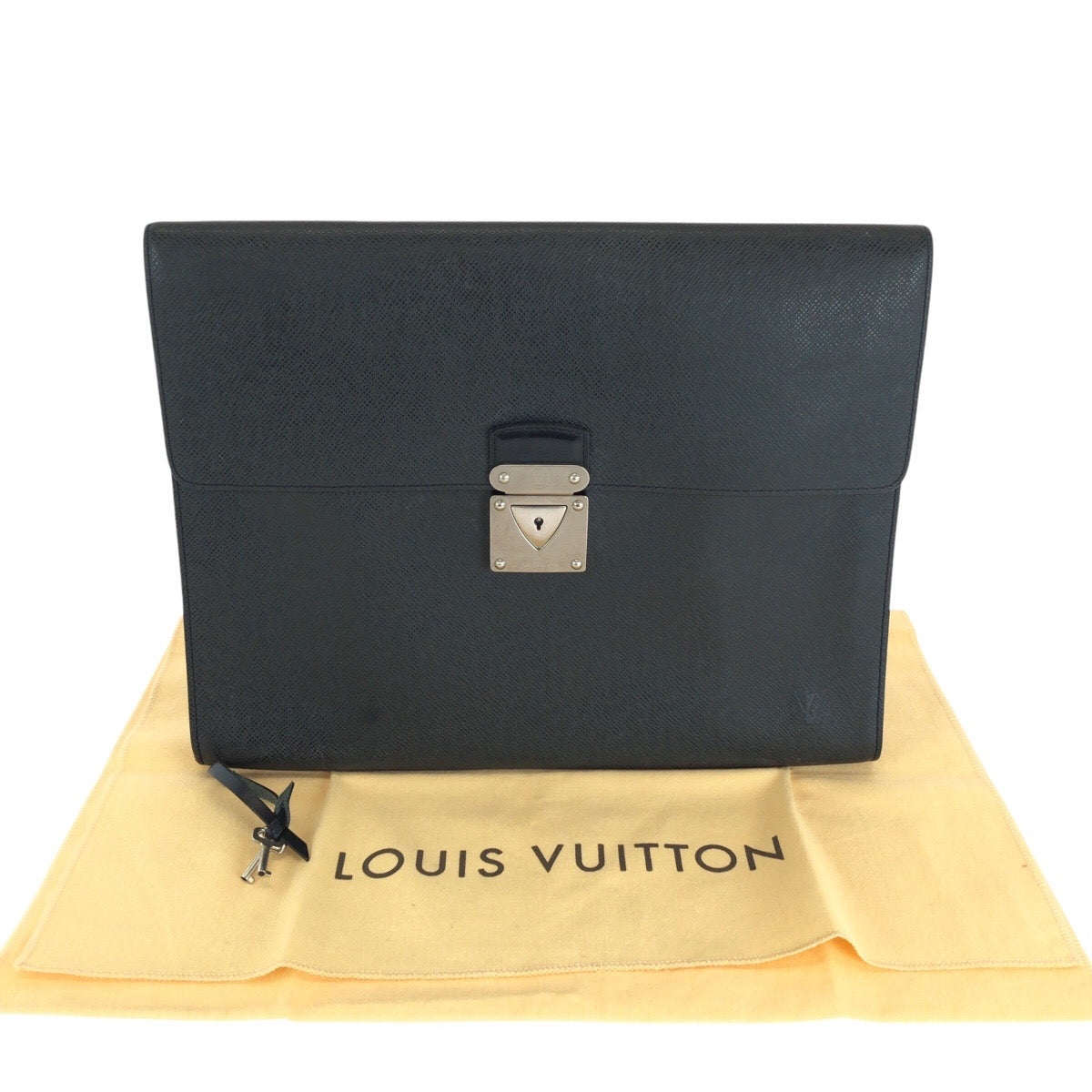 LOUIS VUITTON Business bag M31062 leather Ardoise Black SilverMetal Business bag briefcase Taiga Minuto mens Used