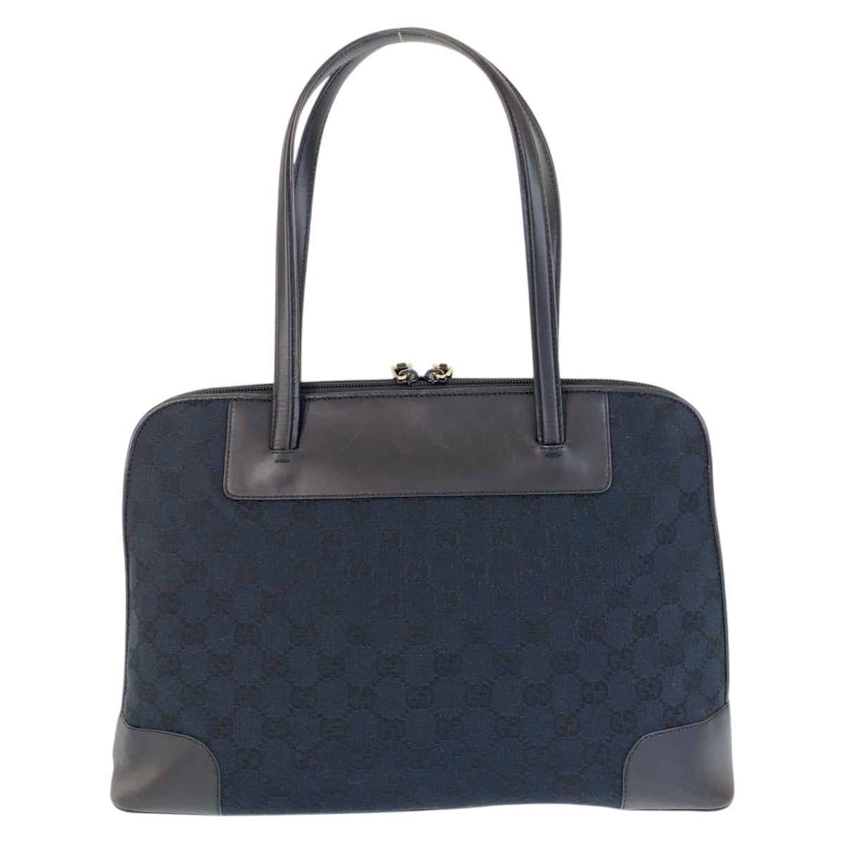 GUCCI Tote Bag 002 1122 GG canvas, leather Black GoldMetal Tote Bag Shoulder Bag Women Used