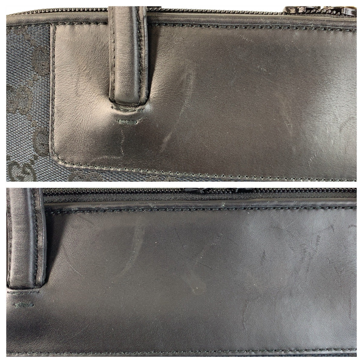 GUCCI Tote Bag 002 1122 GG canvas, leather Black GoldMetal Tote Bag Shoulder Bag Women Used