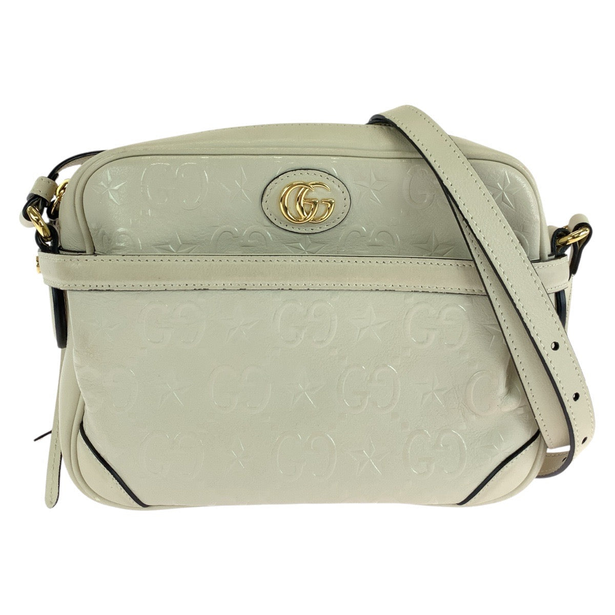 GUCCI Shoulder Bag 675776 leather White Cream Gold Metal Shoulder Bag Camera bag GG star Women Used