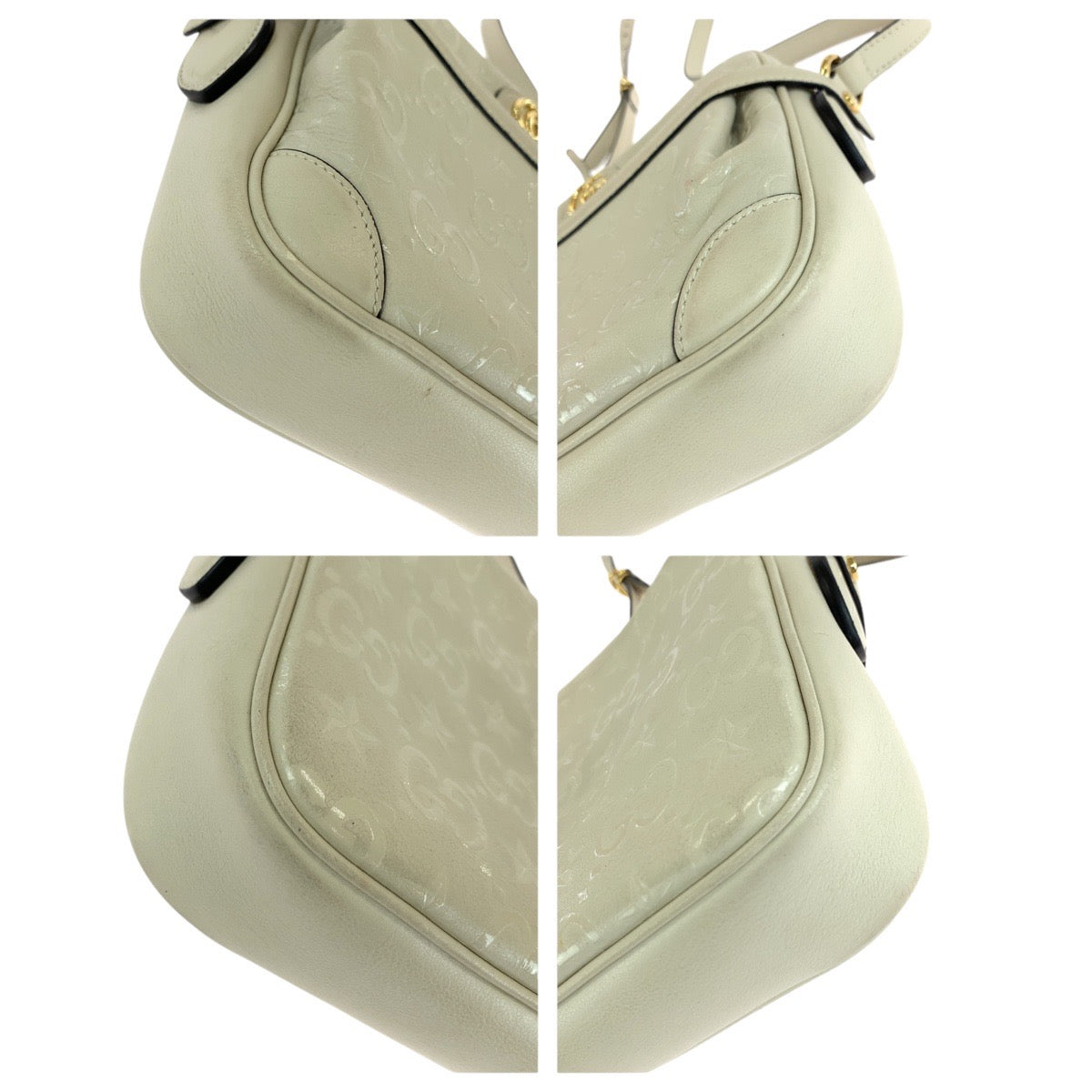 GUCCI Shoulder Bag 675776 leather White Cream Gold Metal Shoulder Bag Camera bag GG star Women Used