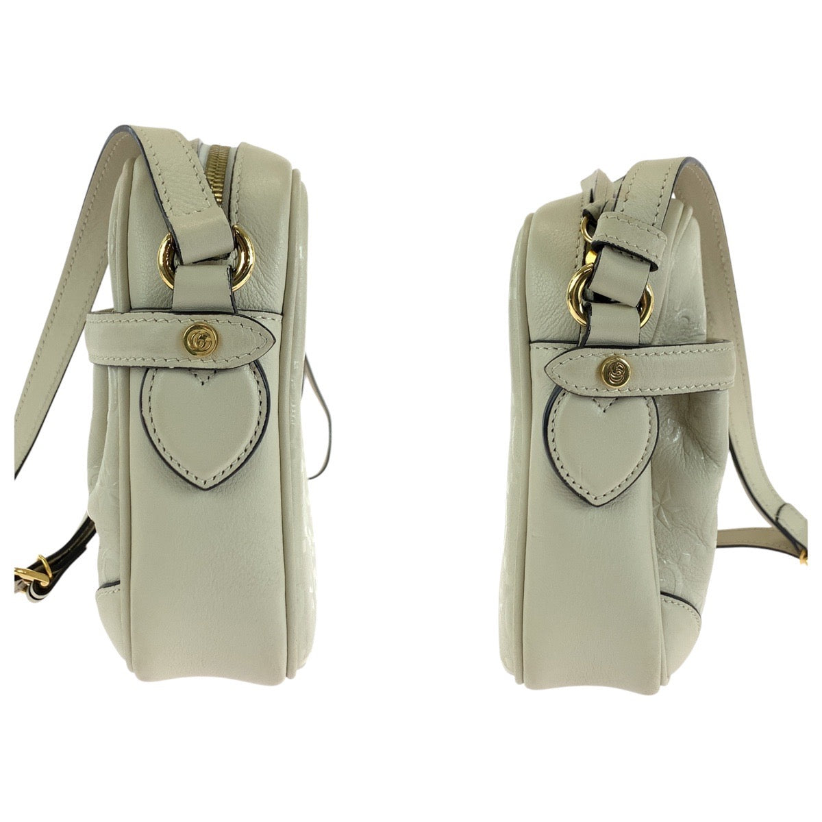GUCCI Shoulder Bag 675776 leather White Cream Gold Metal Shoulder Bag Camera bag GG star Women Used