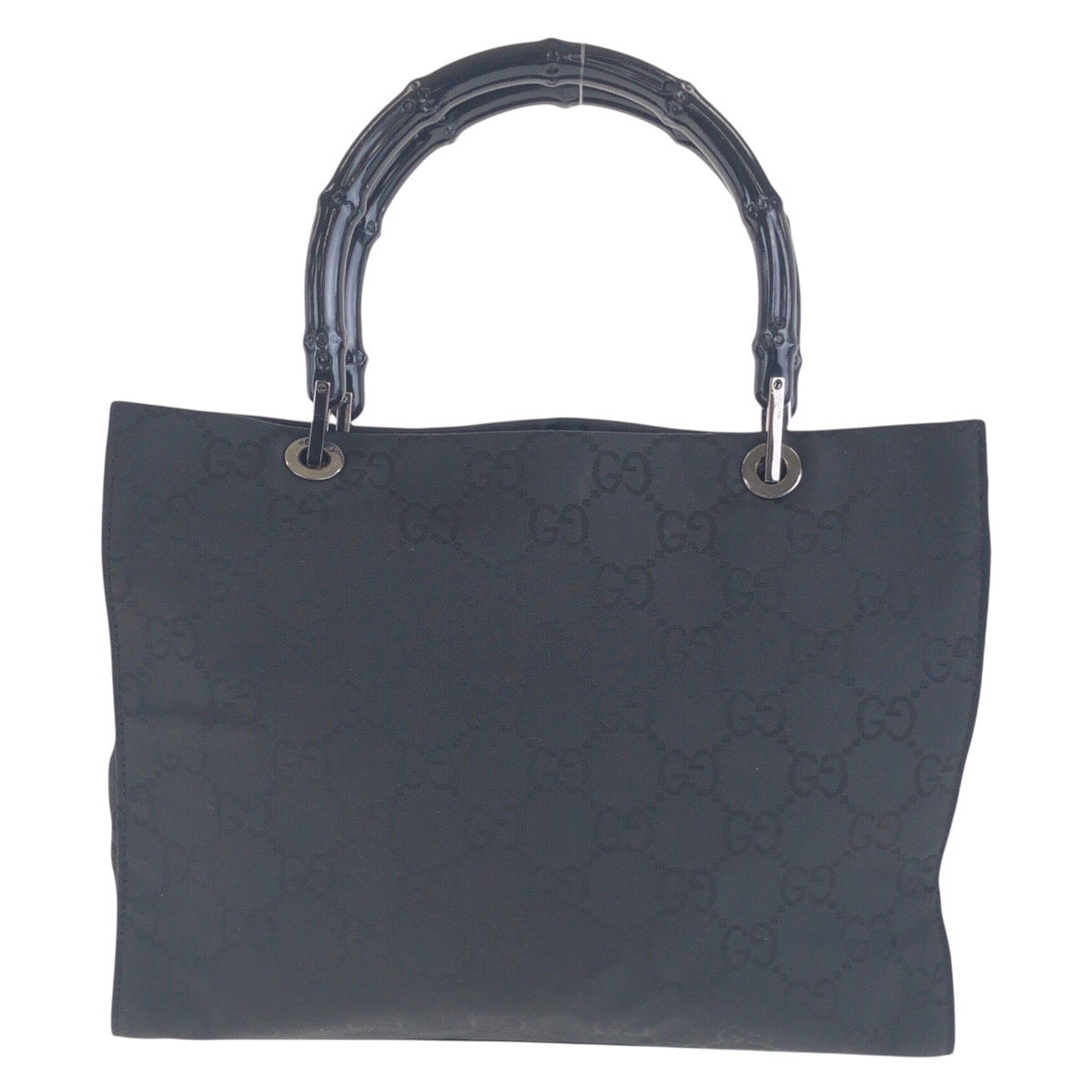 GUCCI Tote Bag 002 1016 GG canvas Black SilverMetal Tote Bag Shoulder Bag Bamboo Women Used