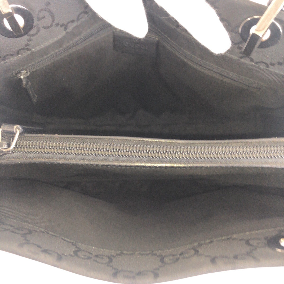 GUCCI Tote Bag 002 1016 GG canvas Black SilverMetal Tote Bag Shoulder Bag Bamboo Women Used