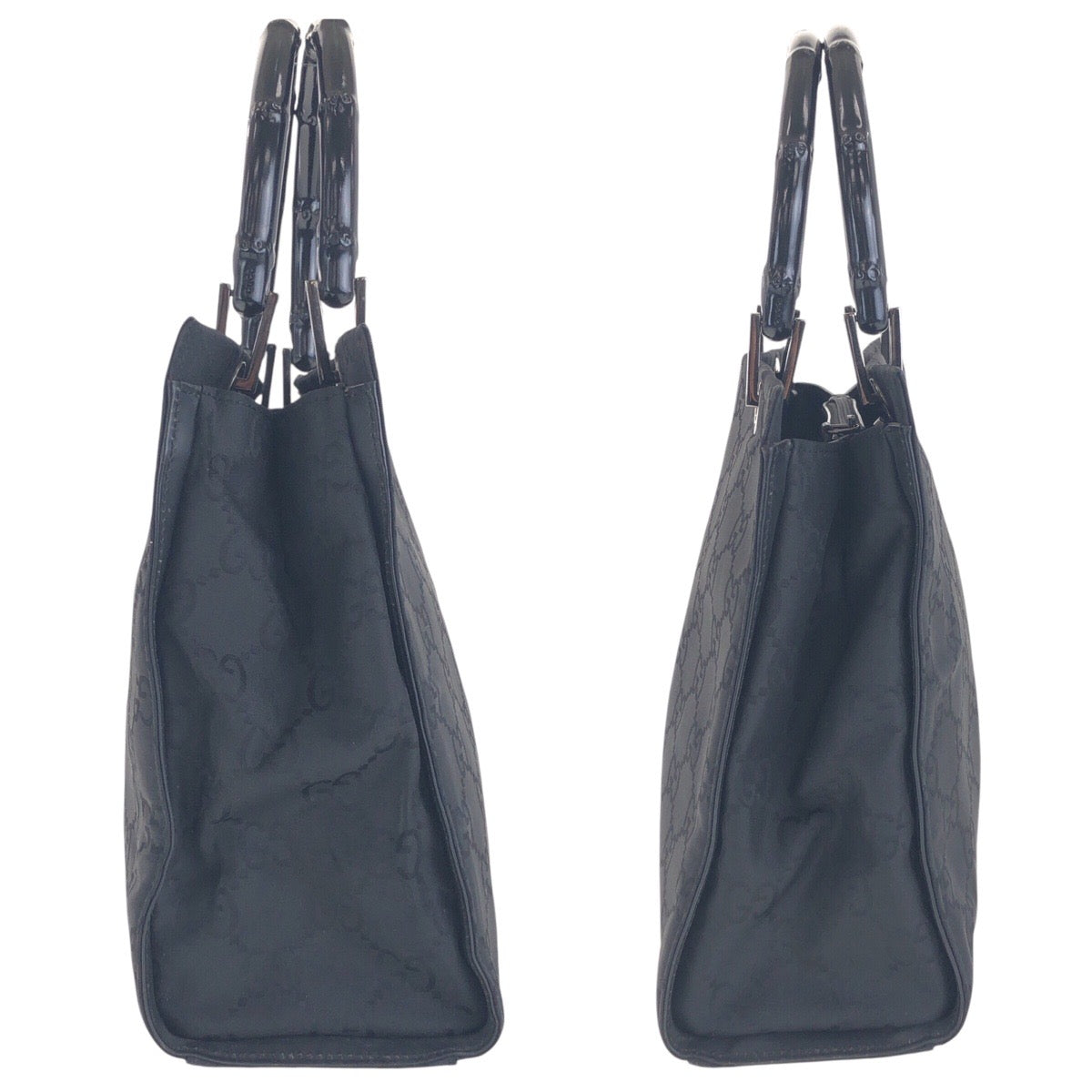 GUCCI Tote Bag 002 1016 GG canvas Black SilverMetal Tote Bag Shoulder Bag Bamboo Women Used