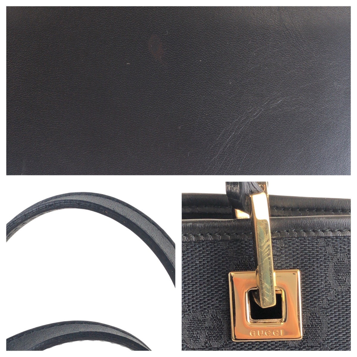 GUCCI Tote Bag 002 1098 GG canvas Black GoldMetal Tote Bag Shoulder Bag Women Used