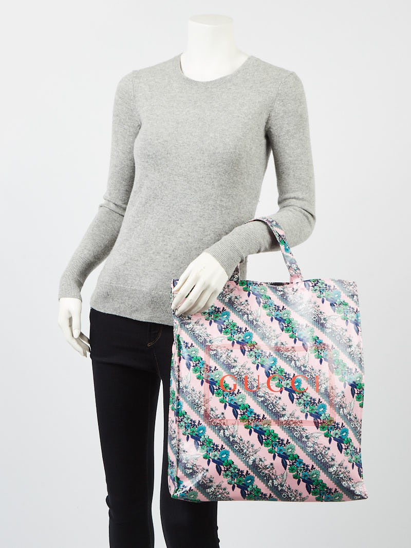 Gucci Monte Carlo Floral Logo Print Tote in Dry Rose