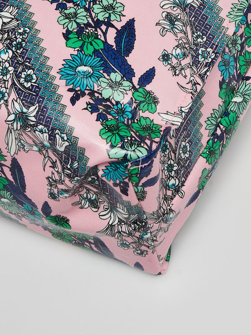Gucci Monte Carlo Floral Logo Print Tote in Dry Rose