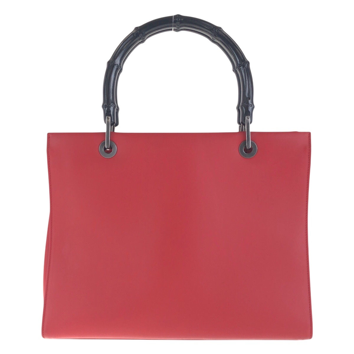 GUCCI Tote Bag 012 1016 leather Red black Tote Bag Shoulder Bag 2WAY Bamboo Women Used