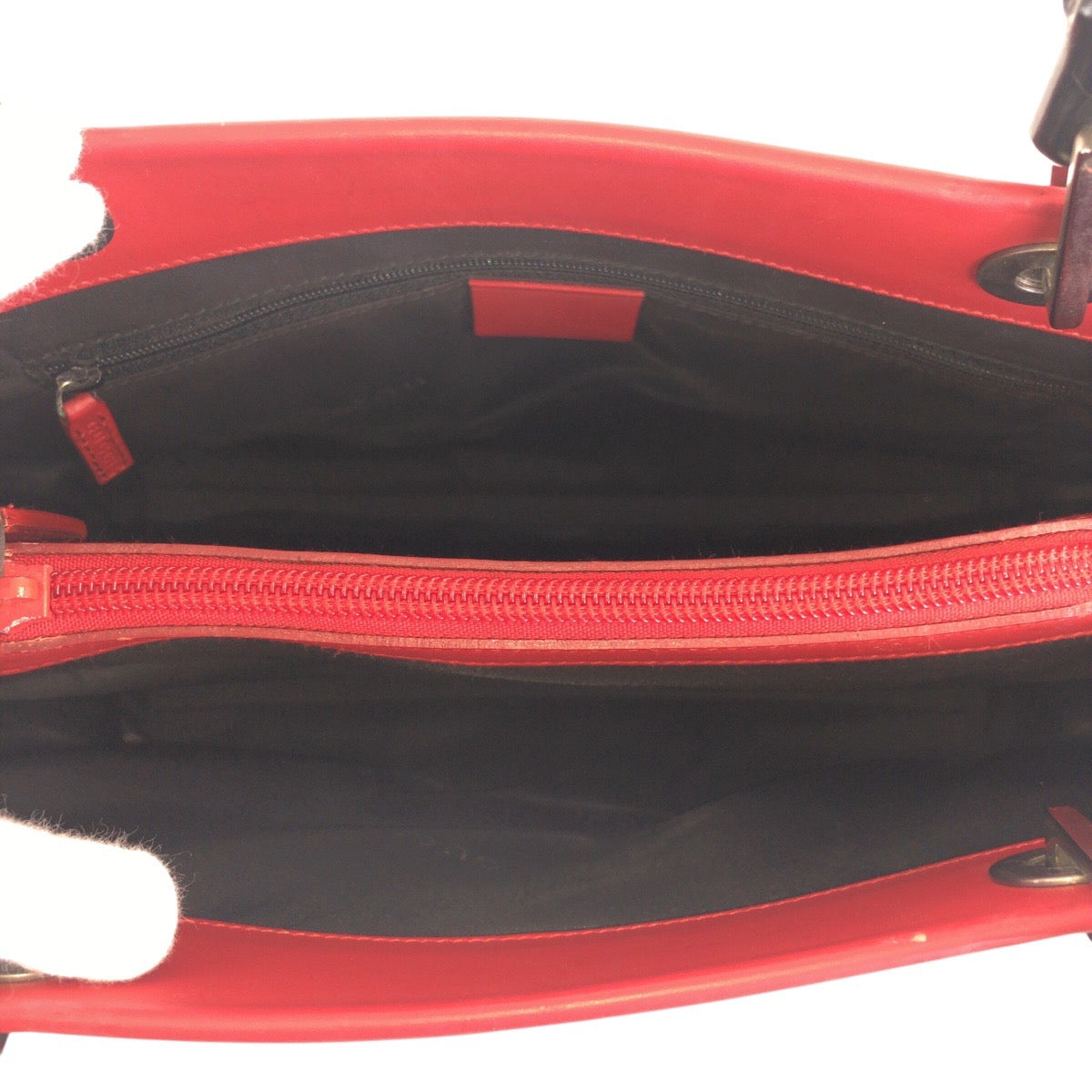 GUCCI Tote Bag 012 1016 leather Red black Tote Bag Shoulder Bag 2WAY Bamboo Women Used