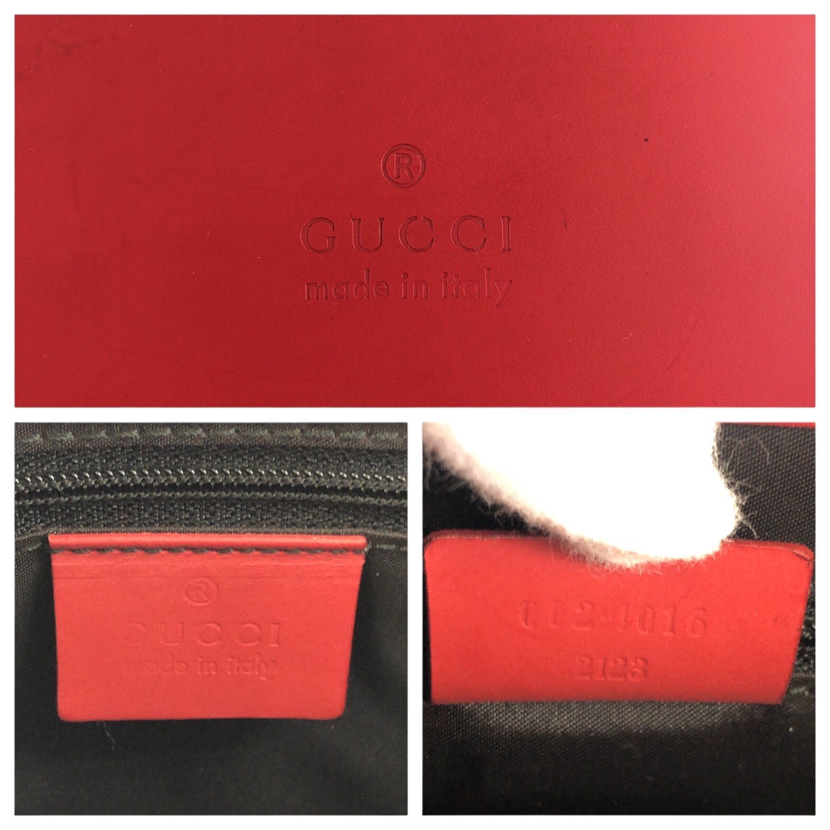 GUCCI Tote Bag 012 1016 leather Red black Tote Bag Shoulder Bag 2WAY Bamboo Women Used